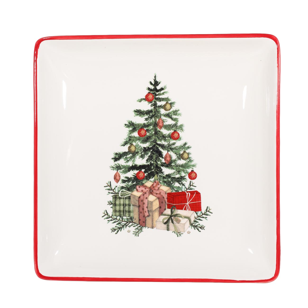 

Блюдо, 22х22 см, керамика, квадратное, Подарки под елкой, Christmas tree