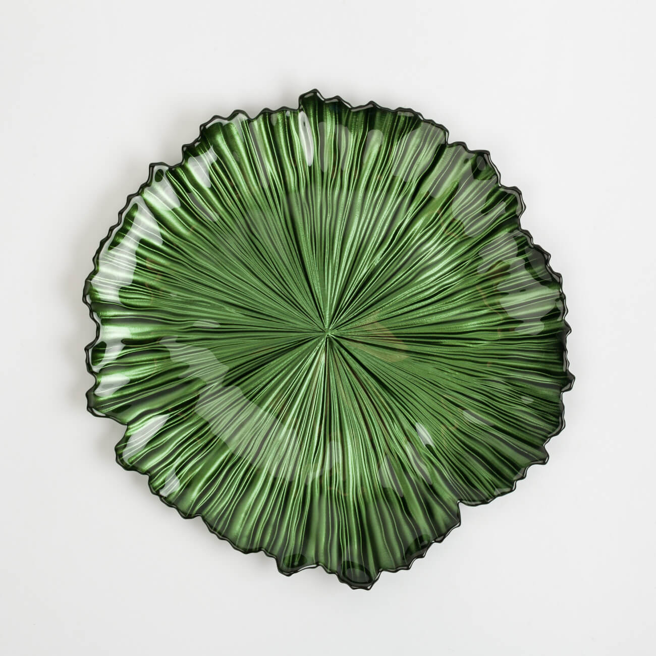 Тарелка обеденная, 28 см, стекло, зеленая, Verge