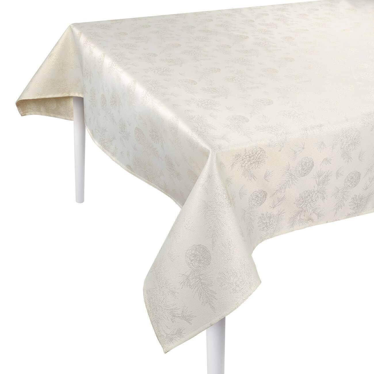 

Скатерть, 170х250 см, жаккард, полиэстер, молочная, Шишки, Winter delice