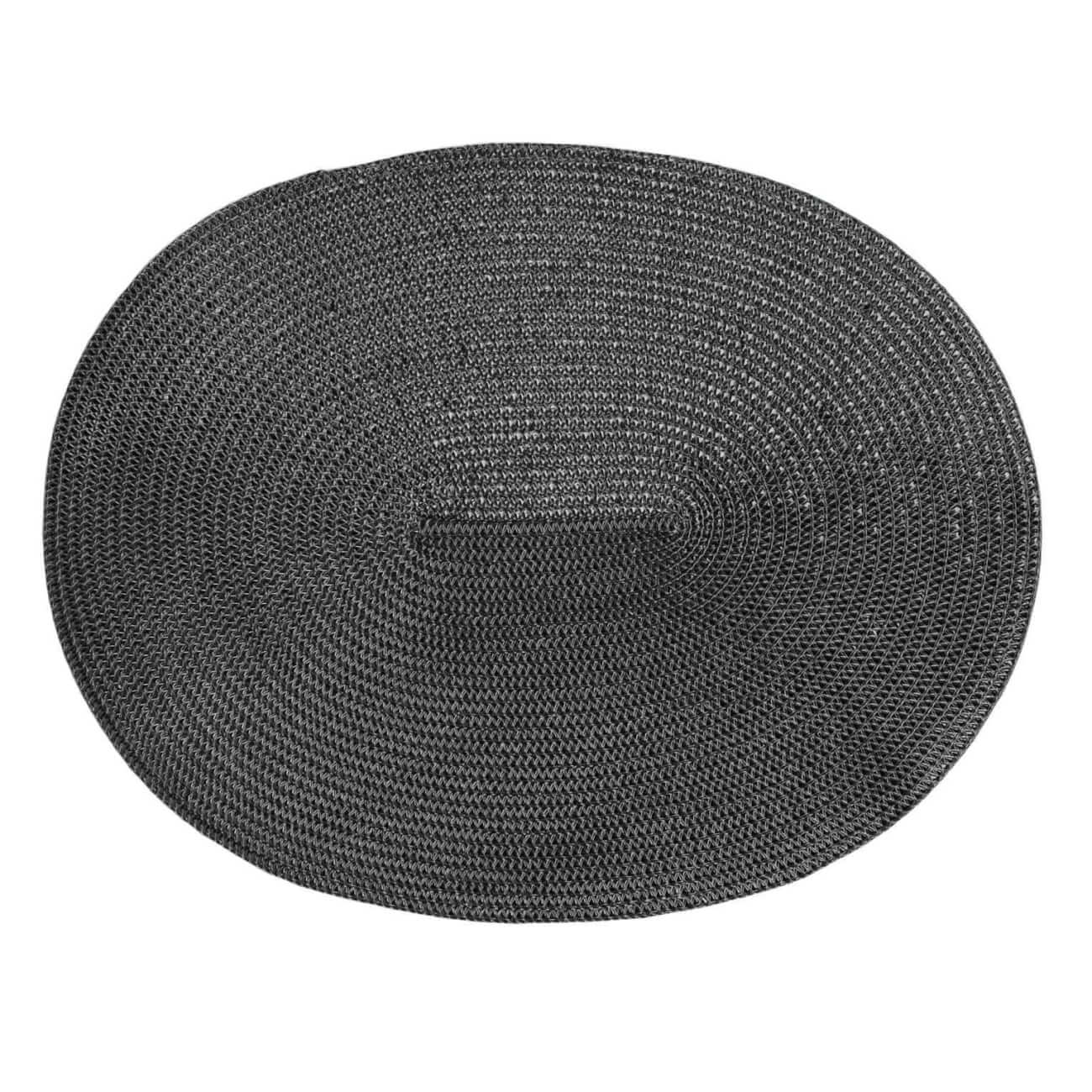 Салфетка под приборы, 30х45 см, полиэстер, овальная, черная, Circle shine - фото 1