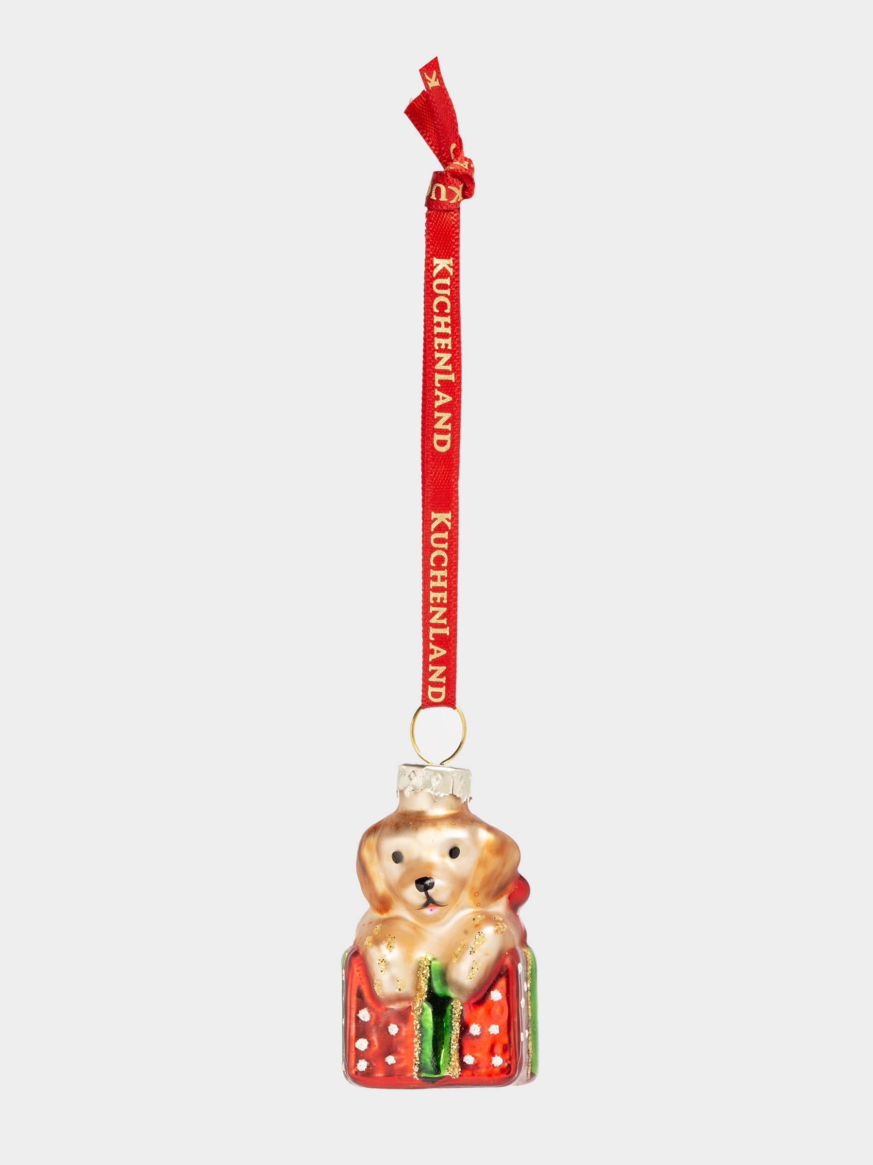 Игрушка елочная, 4 см, стекло, с блестками, золотисто-красная, Собака, Figure christmas, image-2