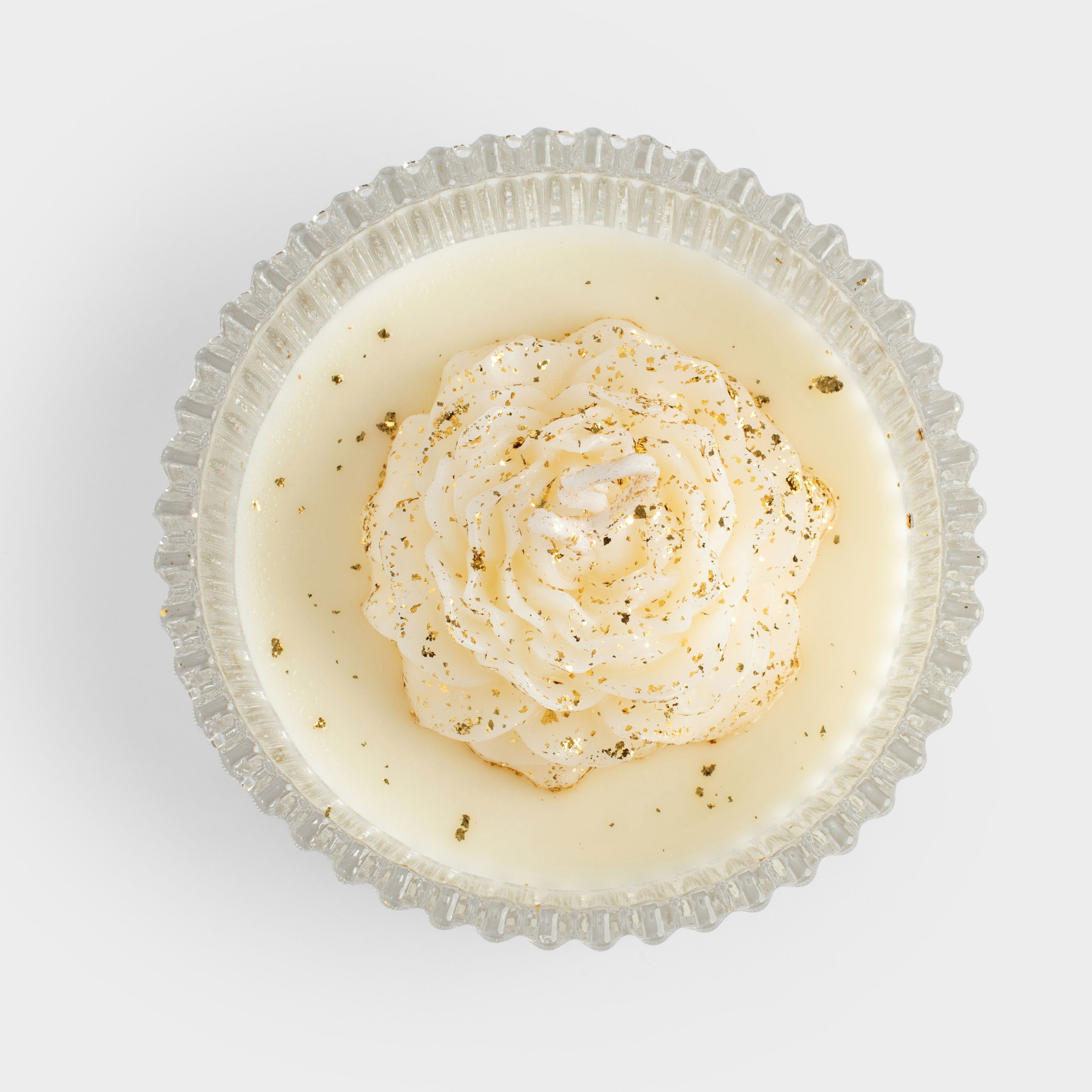 Свеча ароматическая, 8 см, с блестками, в подсвечнике, стекло, Coconut, Роза, Rose