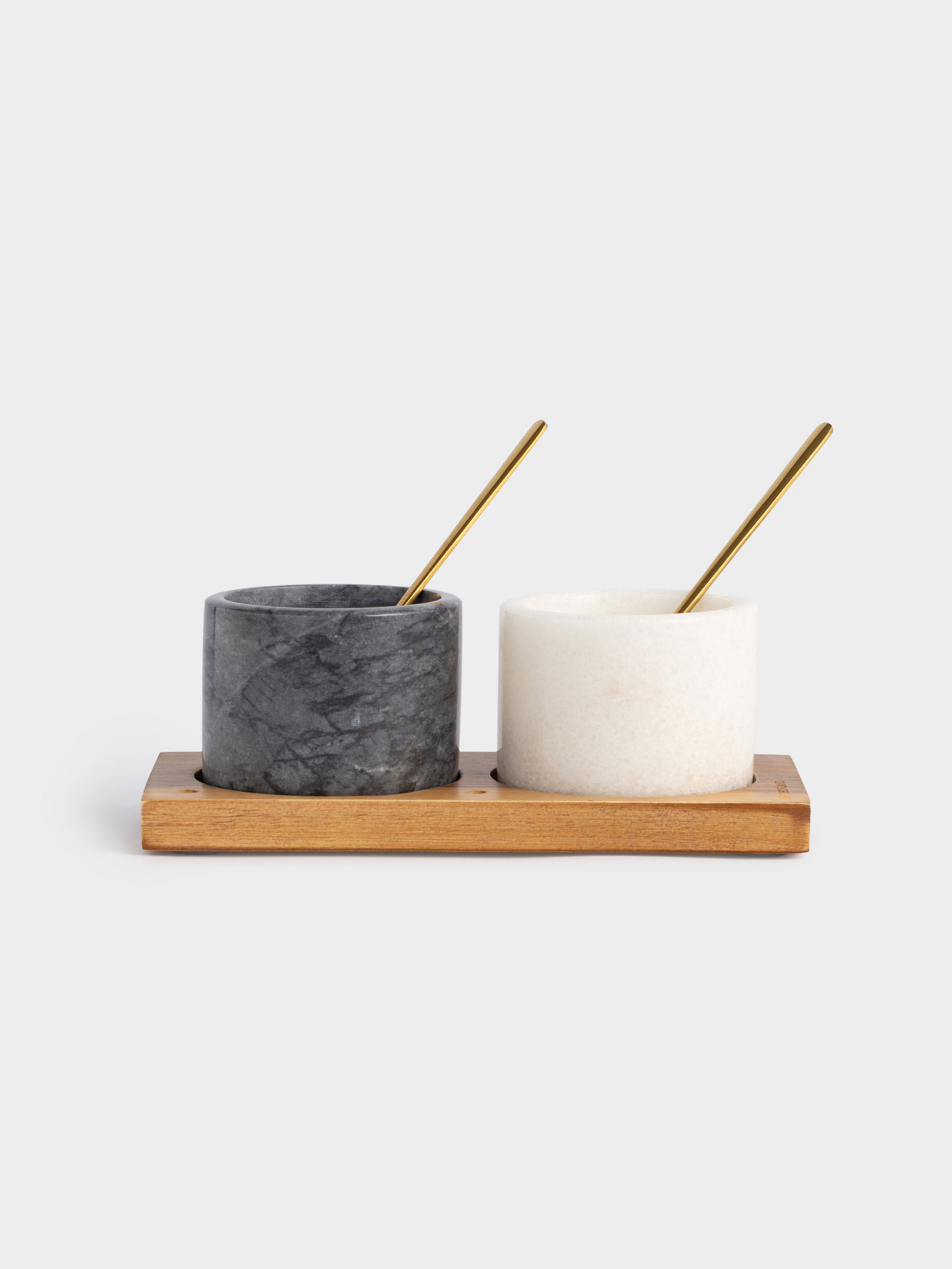 Емкость для специй, 6 см, 2 шт, с ложками, на подставке, мрамор/дерево, Marble, image-5