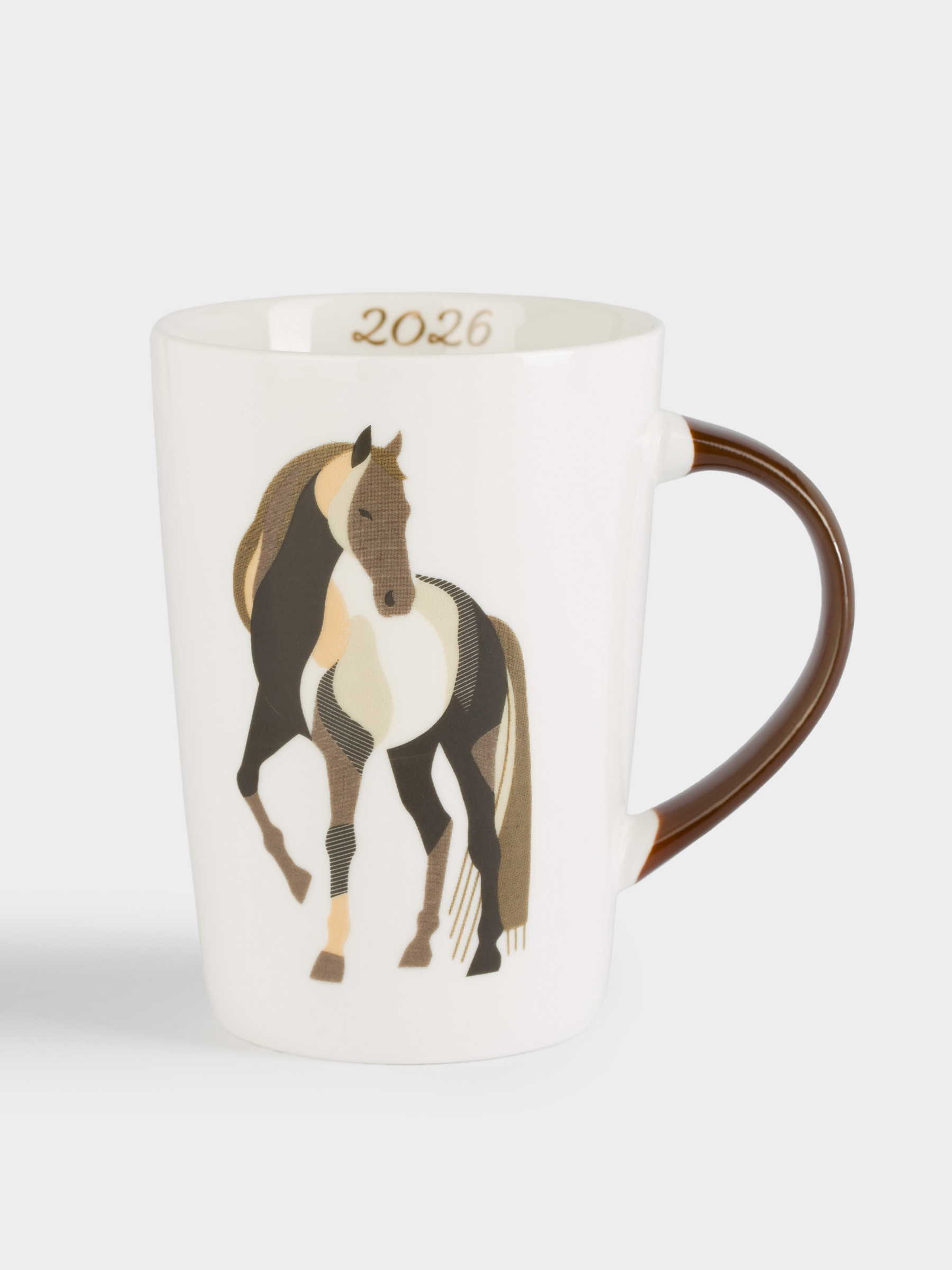 Кружка, 420 мл, фарфор N, бело-коричневая, Конь, Horse art, image-0