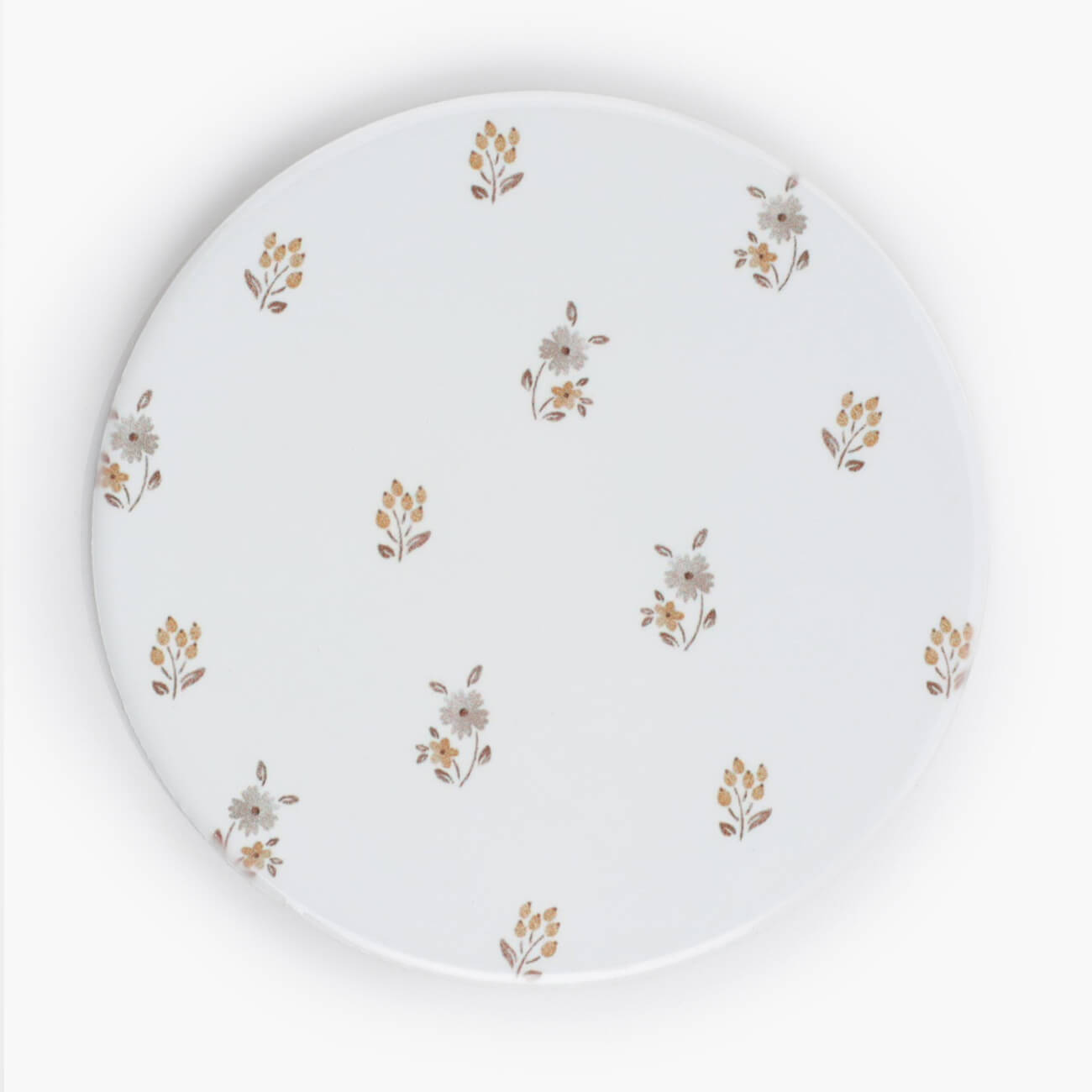 Подставка под кружку, 11 см, керамика/пробка, круглая, молочная, Винтажные цветы, La flore тарелка десертная керамика 20 см квадратная париж daniks 17 083