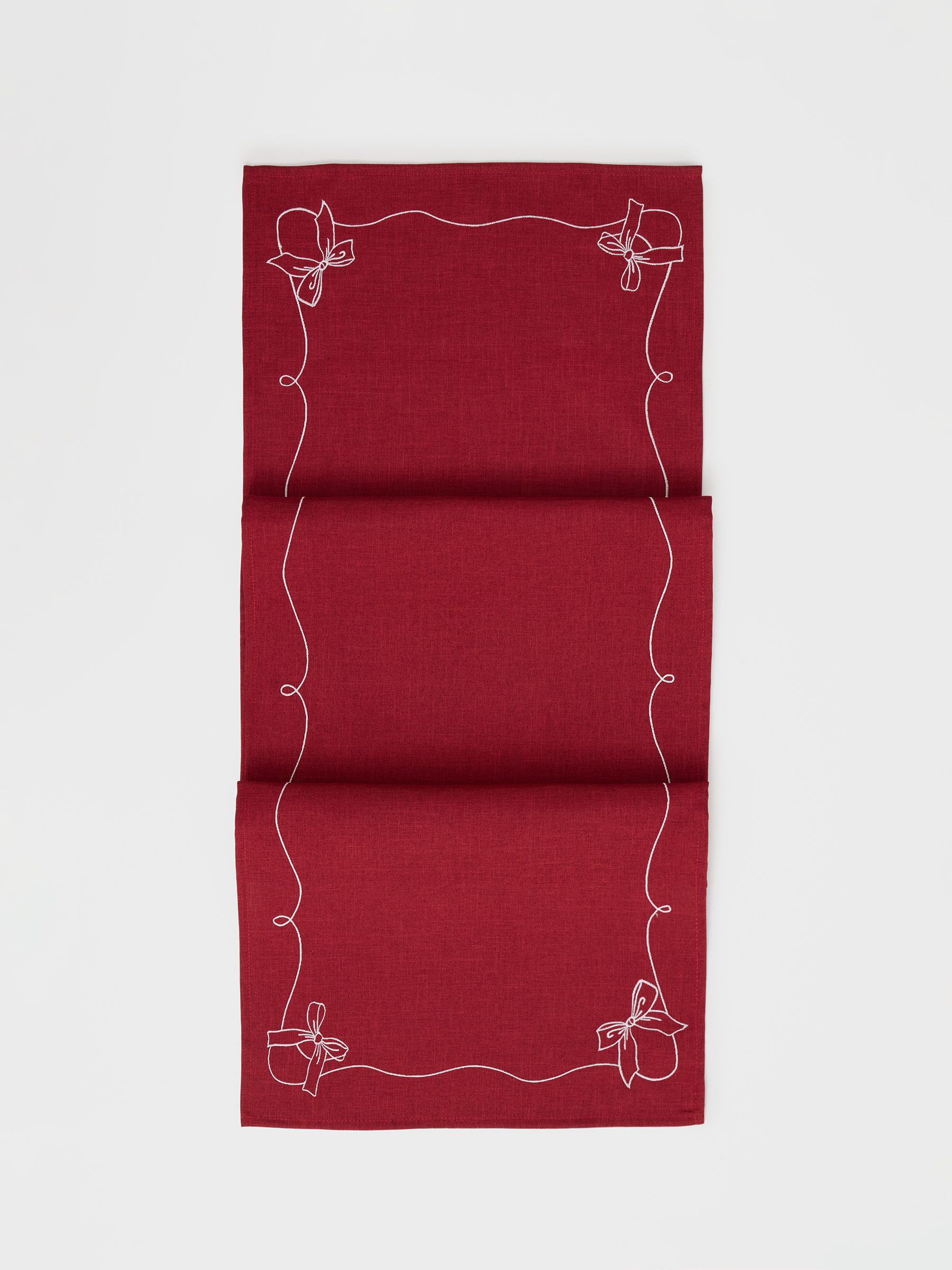 Дорожка настольная, 40х160 см, полиэстер, красная, Банты, Bow color, image-0