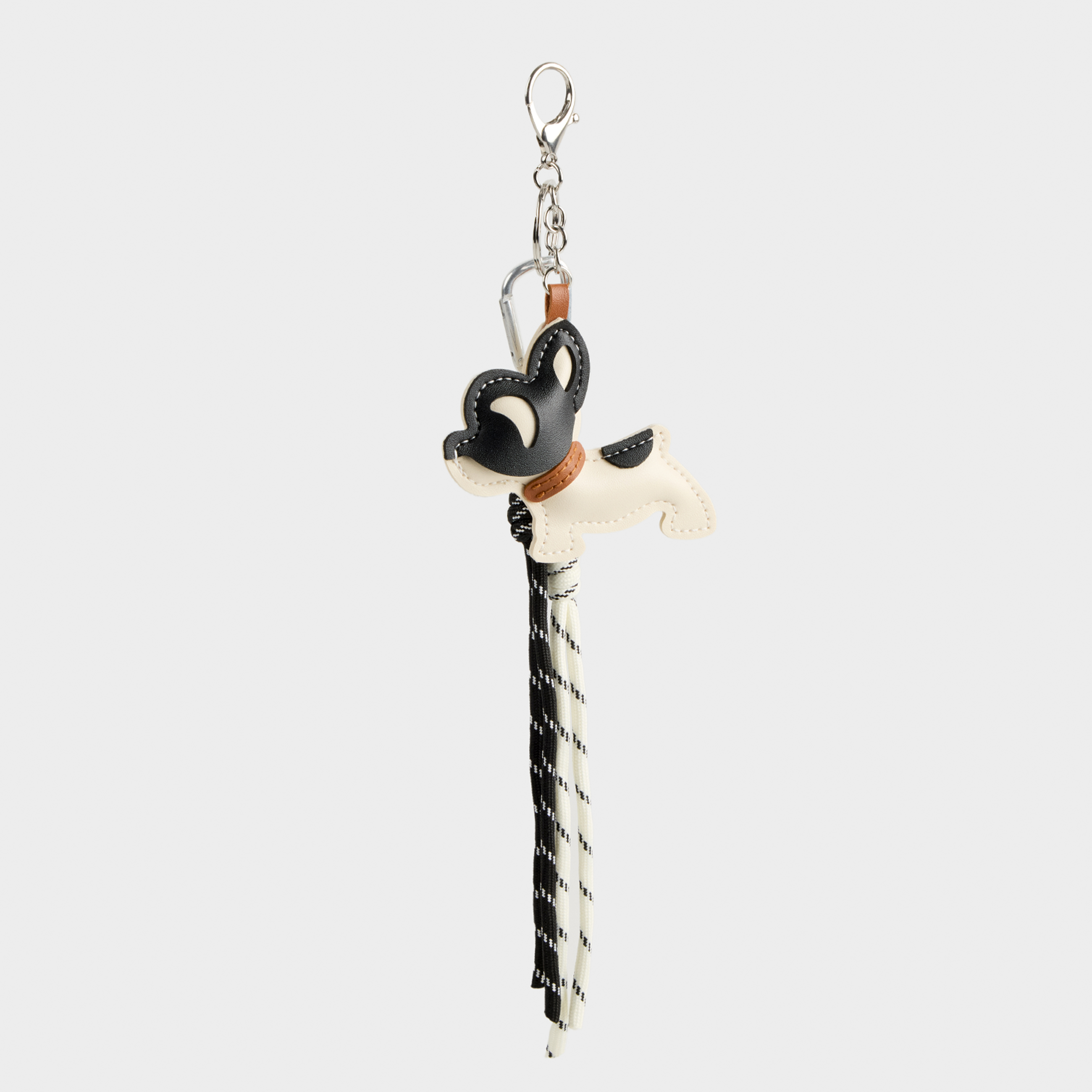 Брелок, 28 см, полиуретан/металл, бело-черный, Собачка, Keychain toy