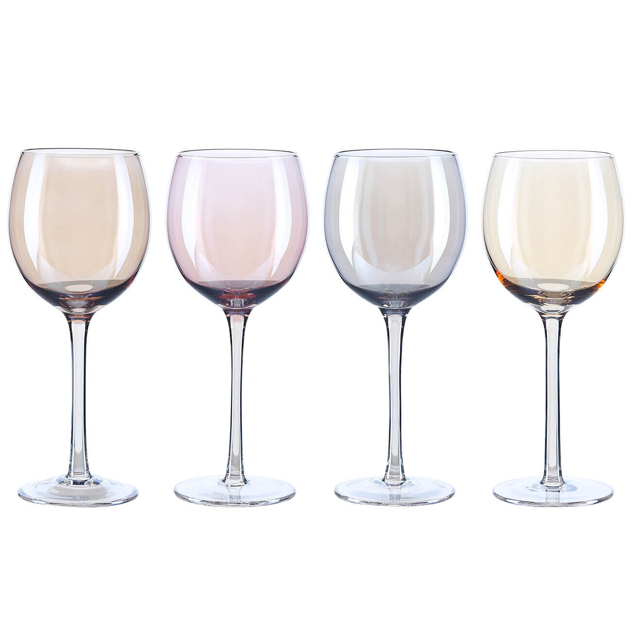 Бокал для вина, 360 мл, 4 шт, стекло, цветной микс, Modena изображение № 1