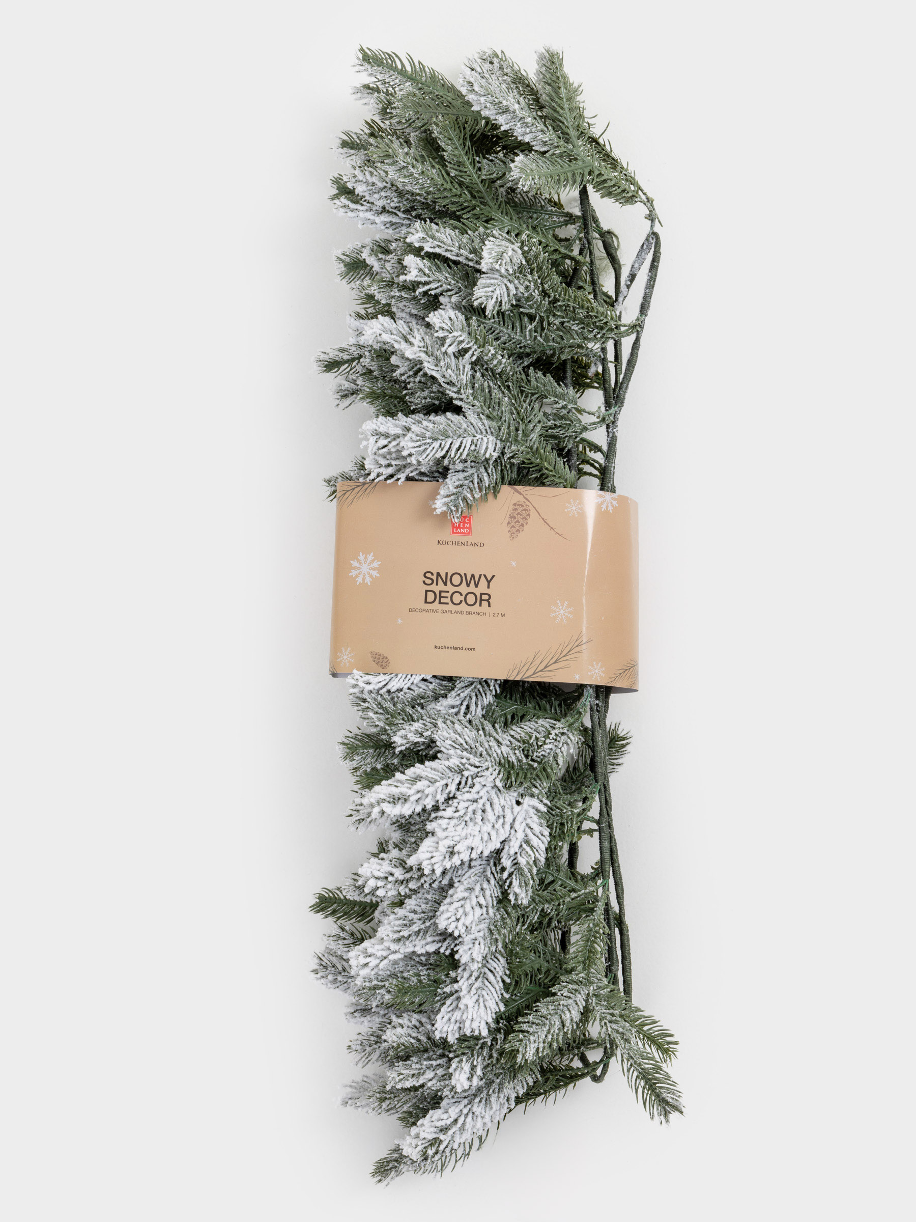 Ветка-гирлянда декоративная, 2,7 м, пластик, Заснеженная ель, Snowy decor, image-4