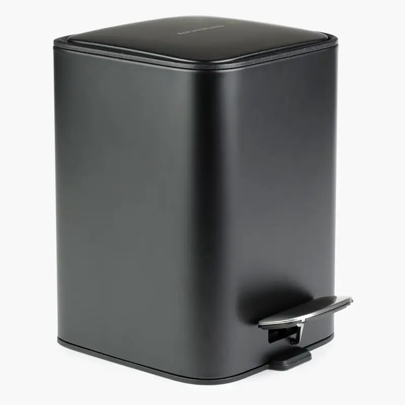 Емкость для мусора, 5 л, с педалью, металл, квадратная, черная, Total black ,image-0