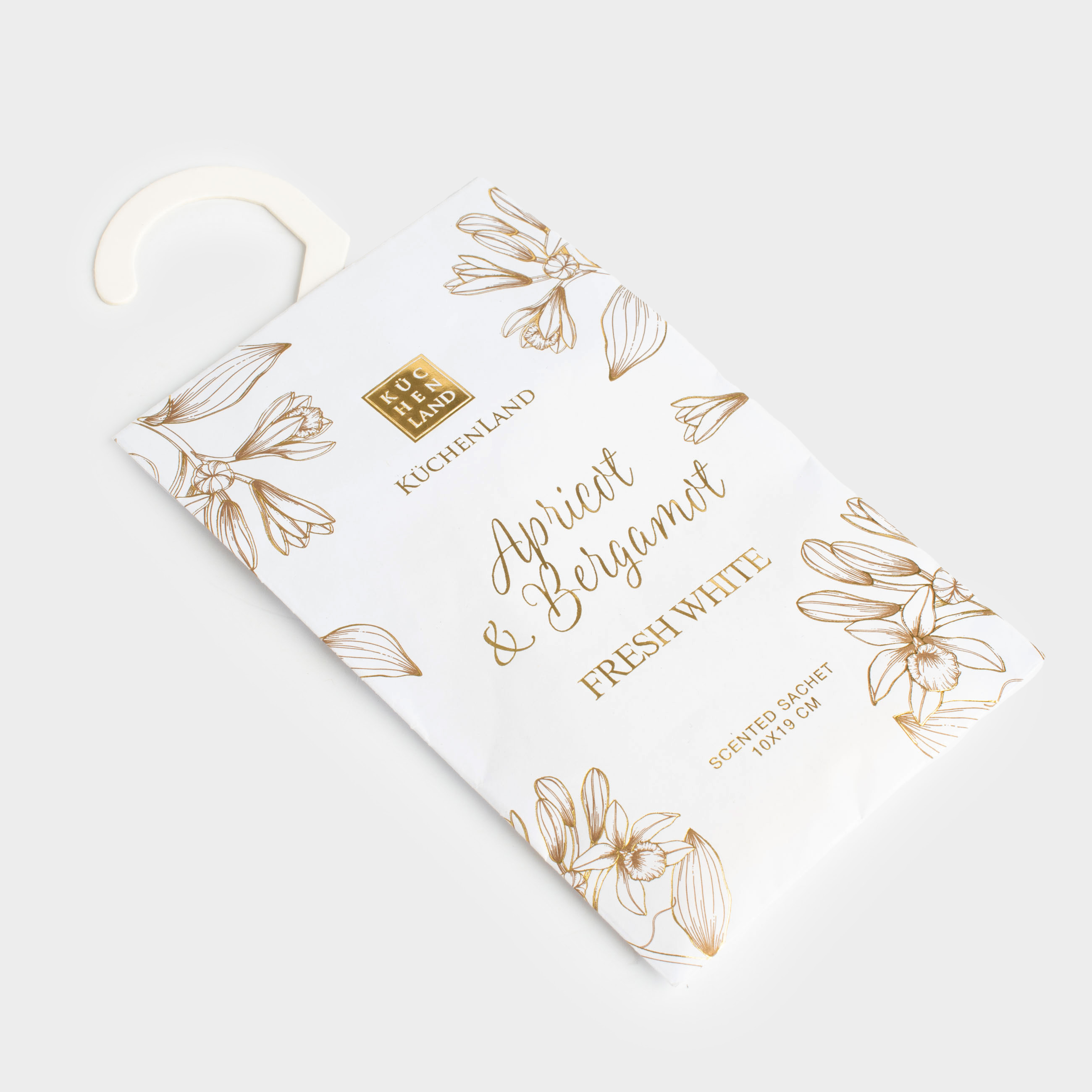 Саше ароматическое, 10х19 см, подвесное, Apricot & Bergamot, Fresh white, image-1