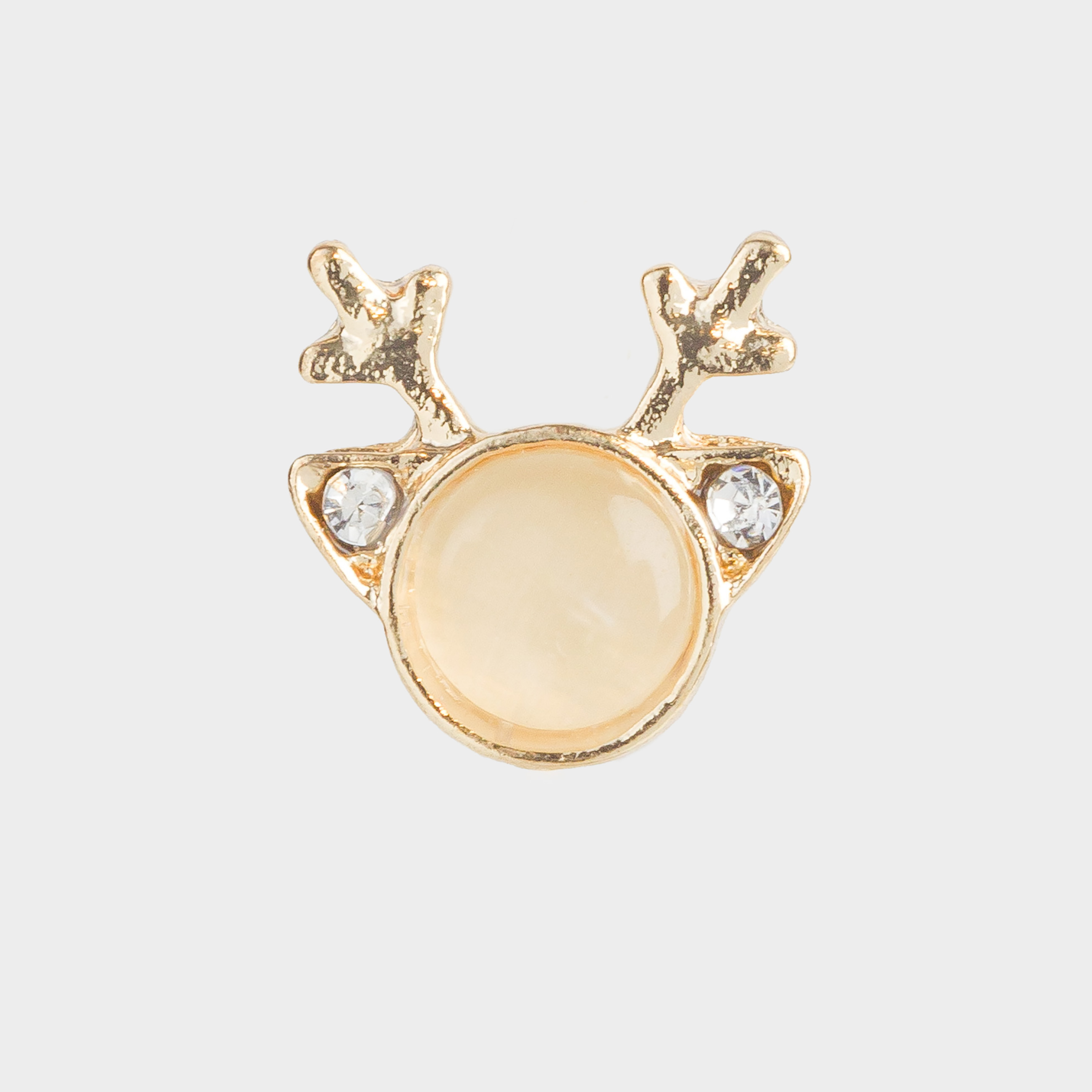 Серьги-пусеты, 1 см, 2 шт, металл, золотистые, Оленьи рожки, Sparkly deer, image-2