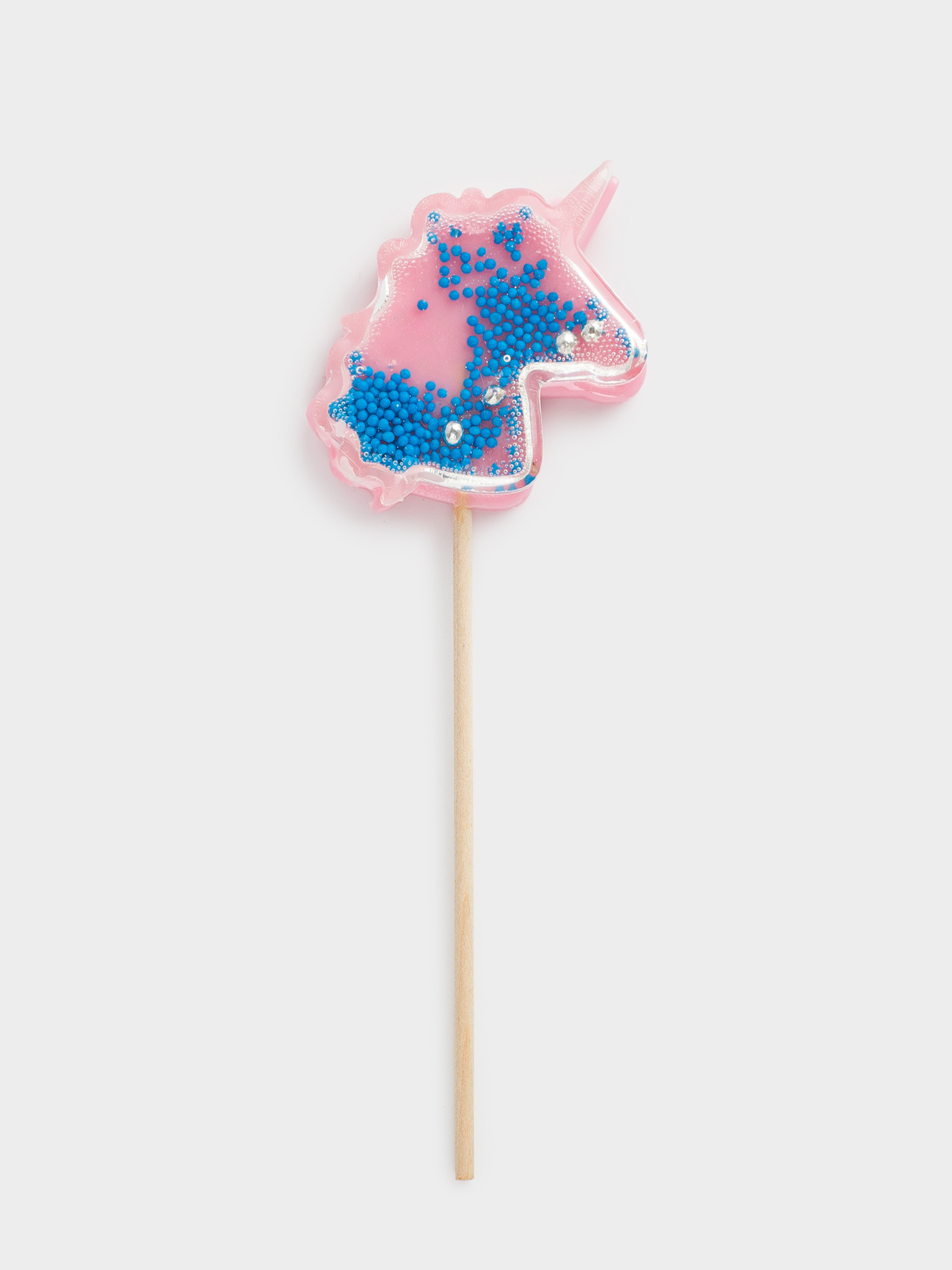 Леденец, 30 гр, погремушка, на палочке, изомальт, розовый, Единорог, Unicorn, image-0