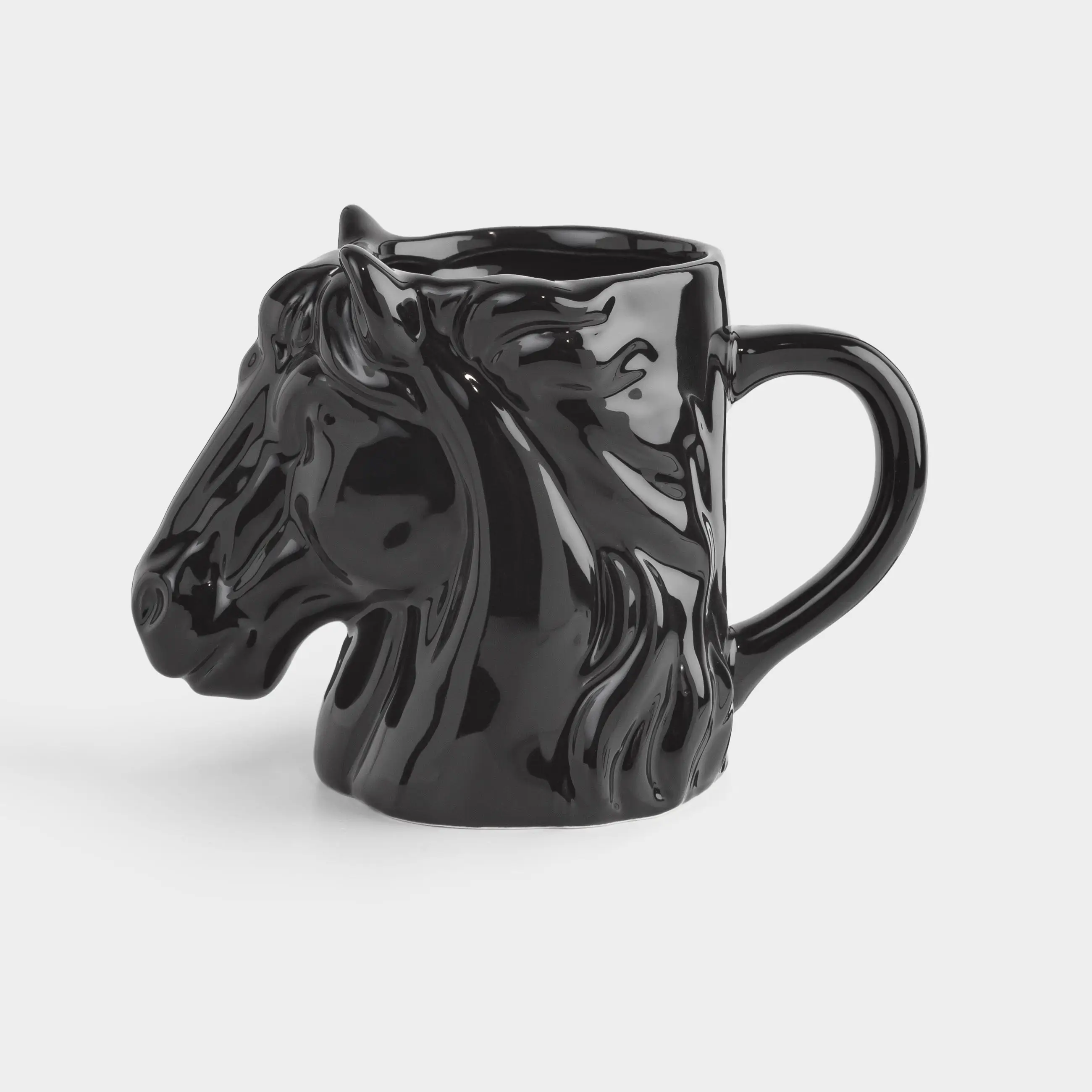 Кружка, 500 мл, керамика, черная, Голова лошади, Horse, image-0