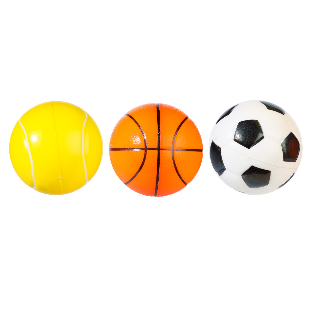Мяч, 6 см, 3 шт, в сетке, полиуретан, цветной, Футбол/Баскетбол/Теннис, Game