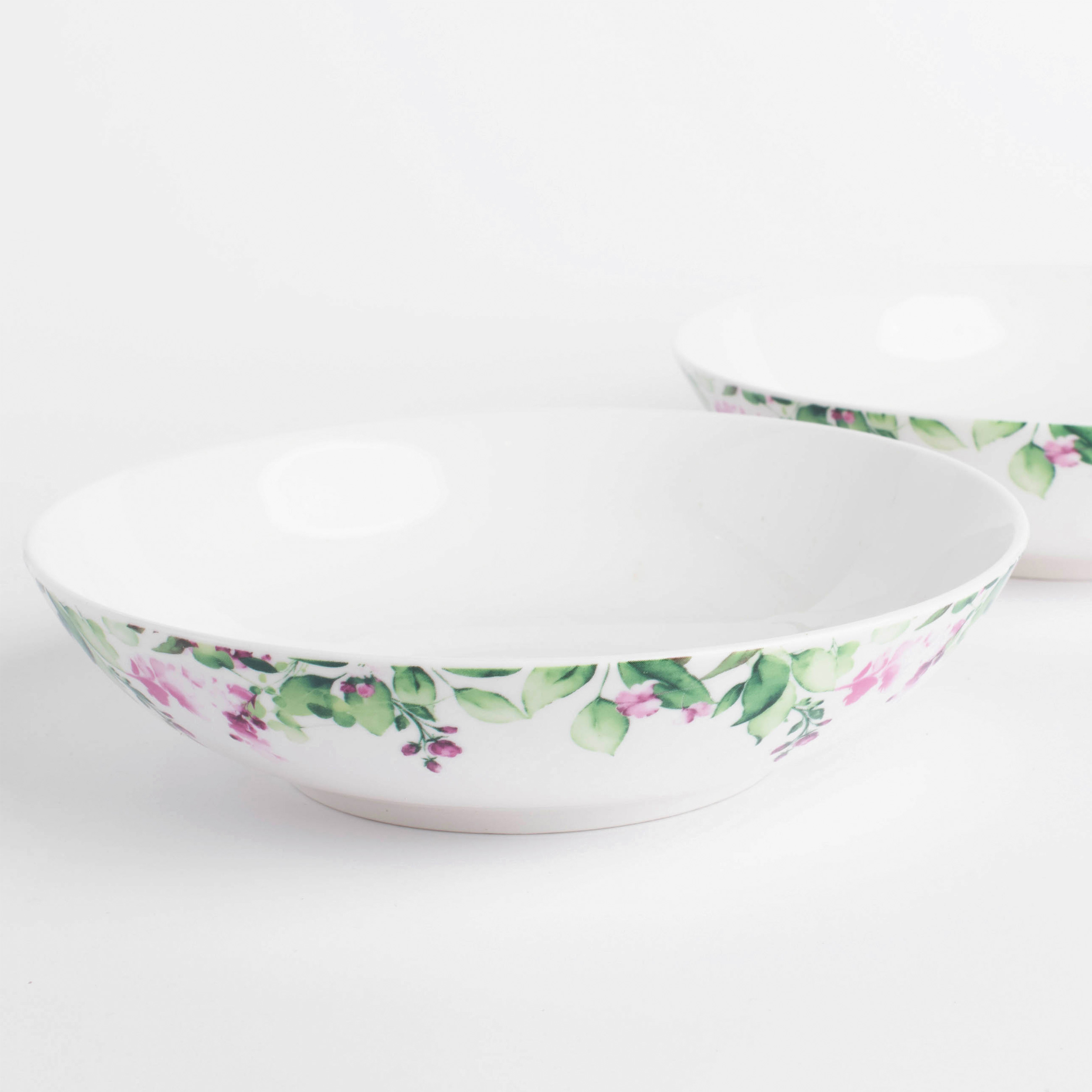Тарелка суповая, 20х5 см, 2 шт, фарфор N, белый, Акварельные цветы, Senetti изображение № 2