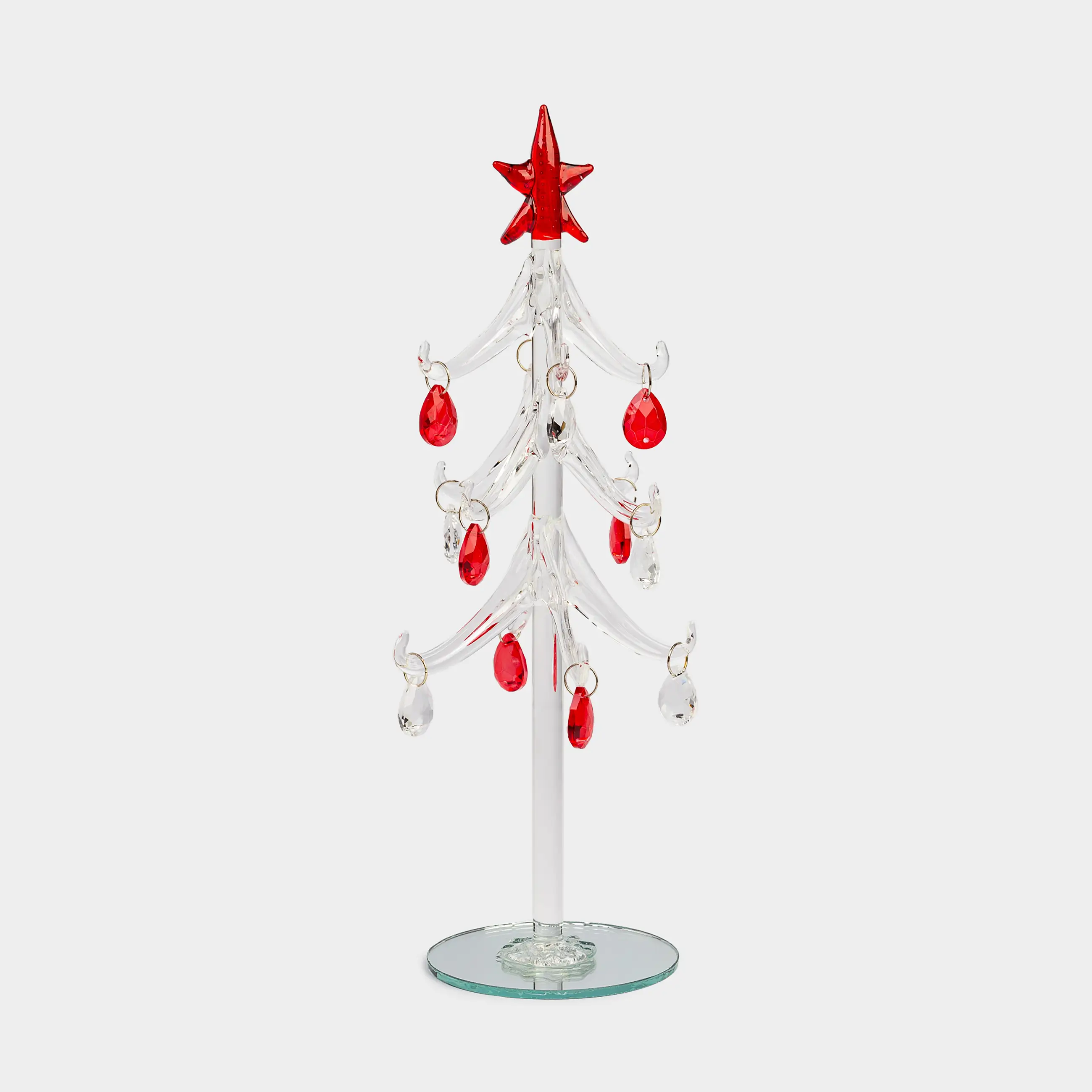 Статуэтка, 25 см, с подвесками, стекло, серебристая, Ель с кристаллами, Christmas vitreous