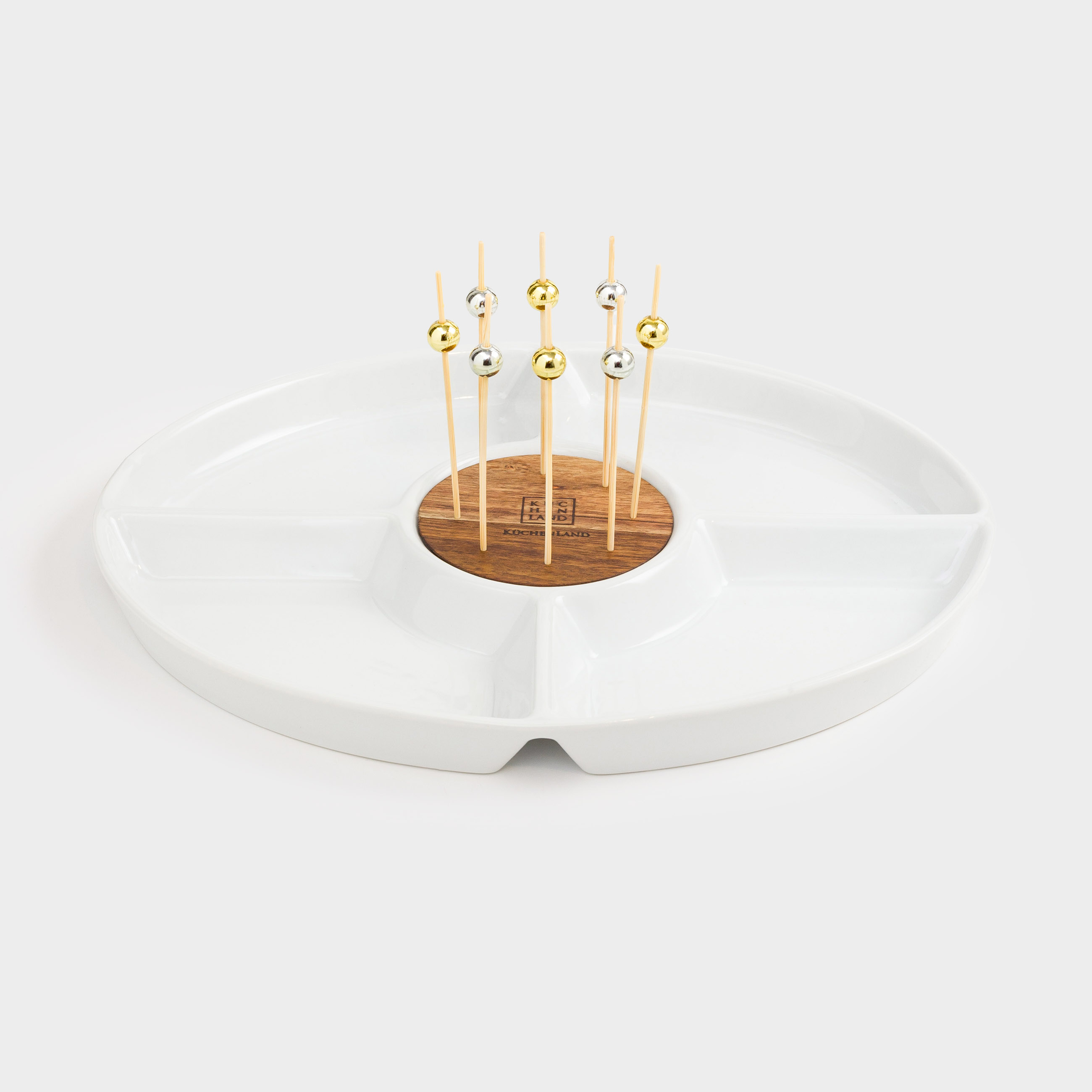 Менажница 27x22 см 4 отд со шпажками фарфор Pдерево белая Light kitchen 1590₽