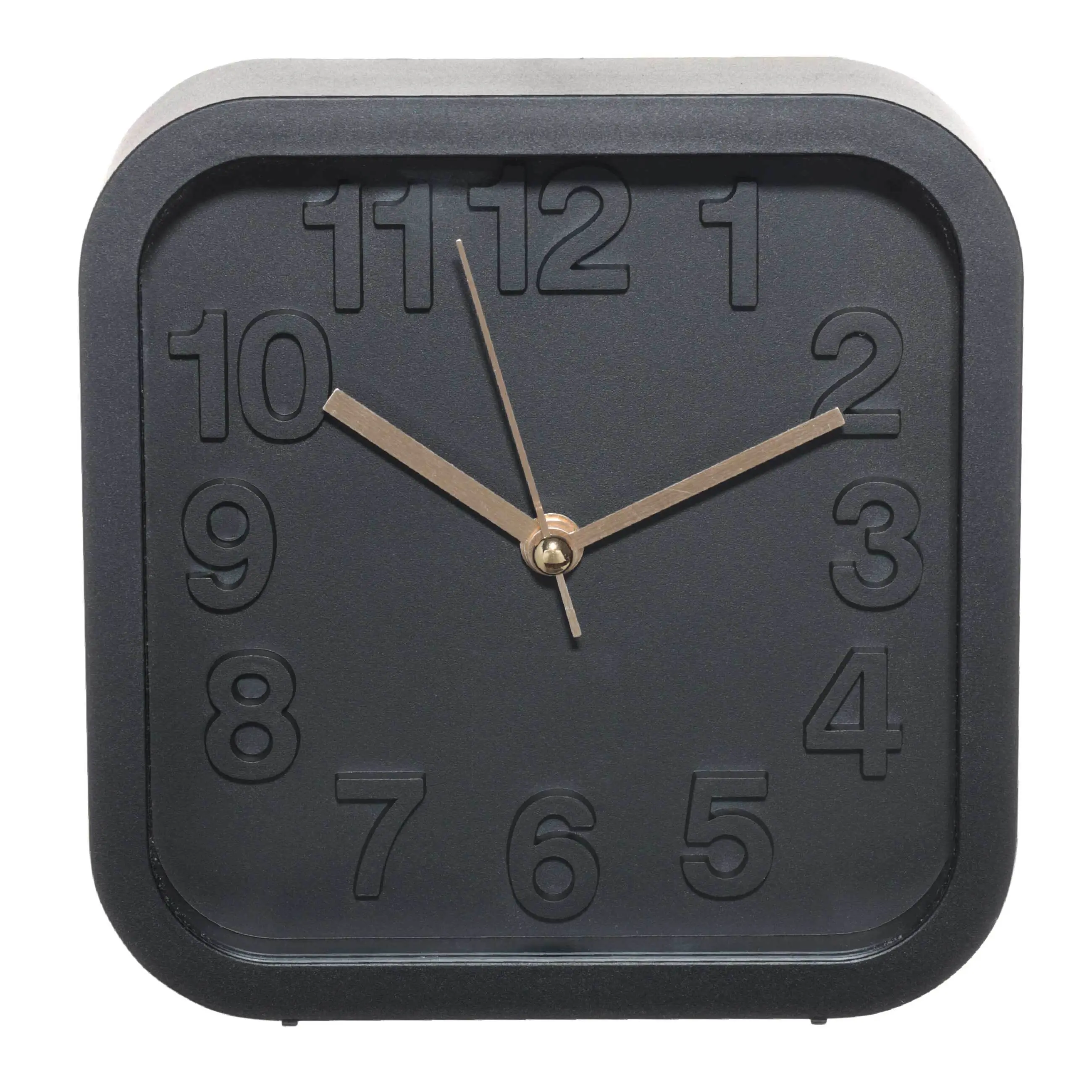 Часы-будильник, 13 см, пластик/стекло, квадратные, черные, Dial, image-0