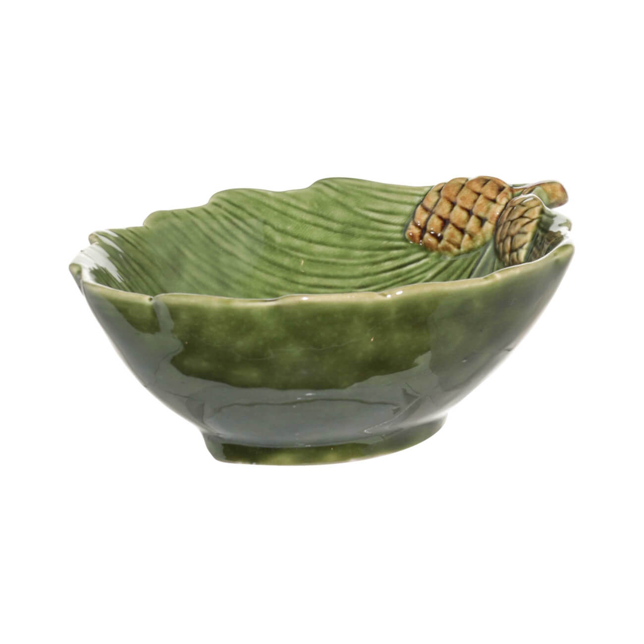 

Пиала, 16х5 см, керамика, зеленая, Шишки на листе, Fir cone