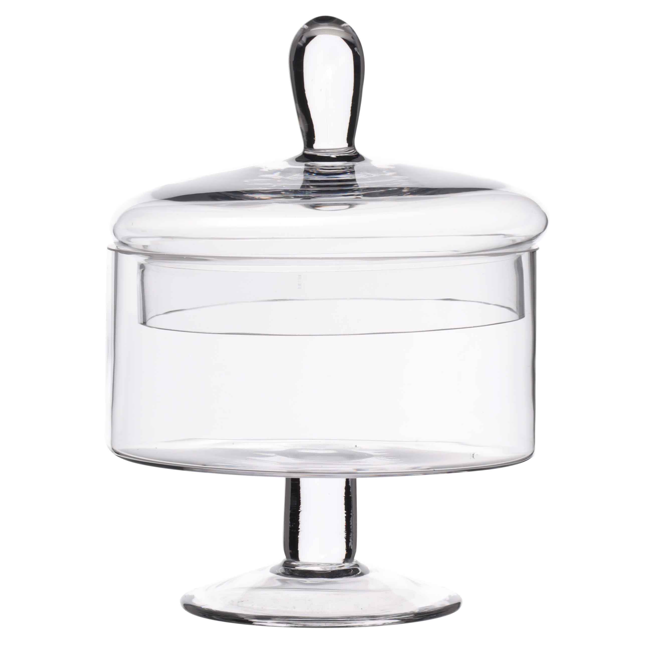 Конфетница, 13х17 см, 750 мл, на ножке, с крышкой, стекло, Clear, image-0