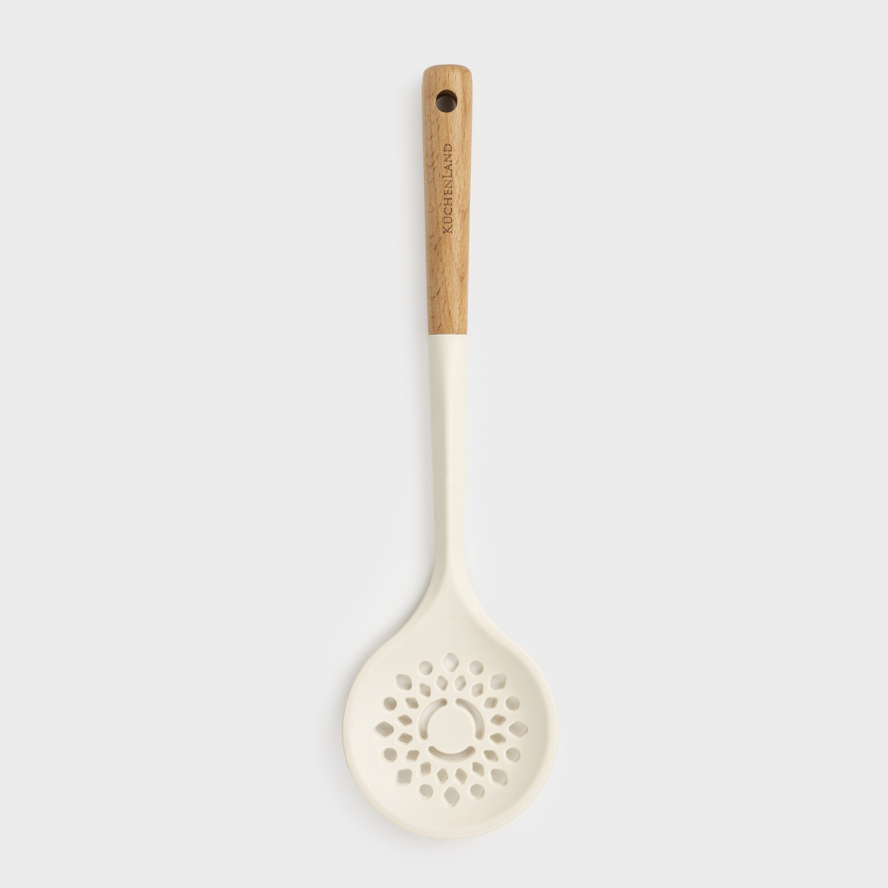 Шумовка, 32 см, силикон/дерево, молочная, Legerity