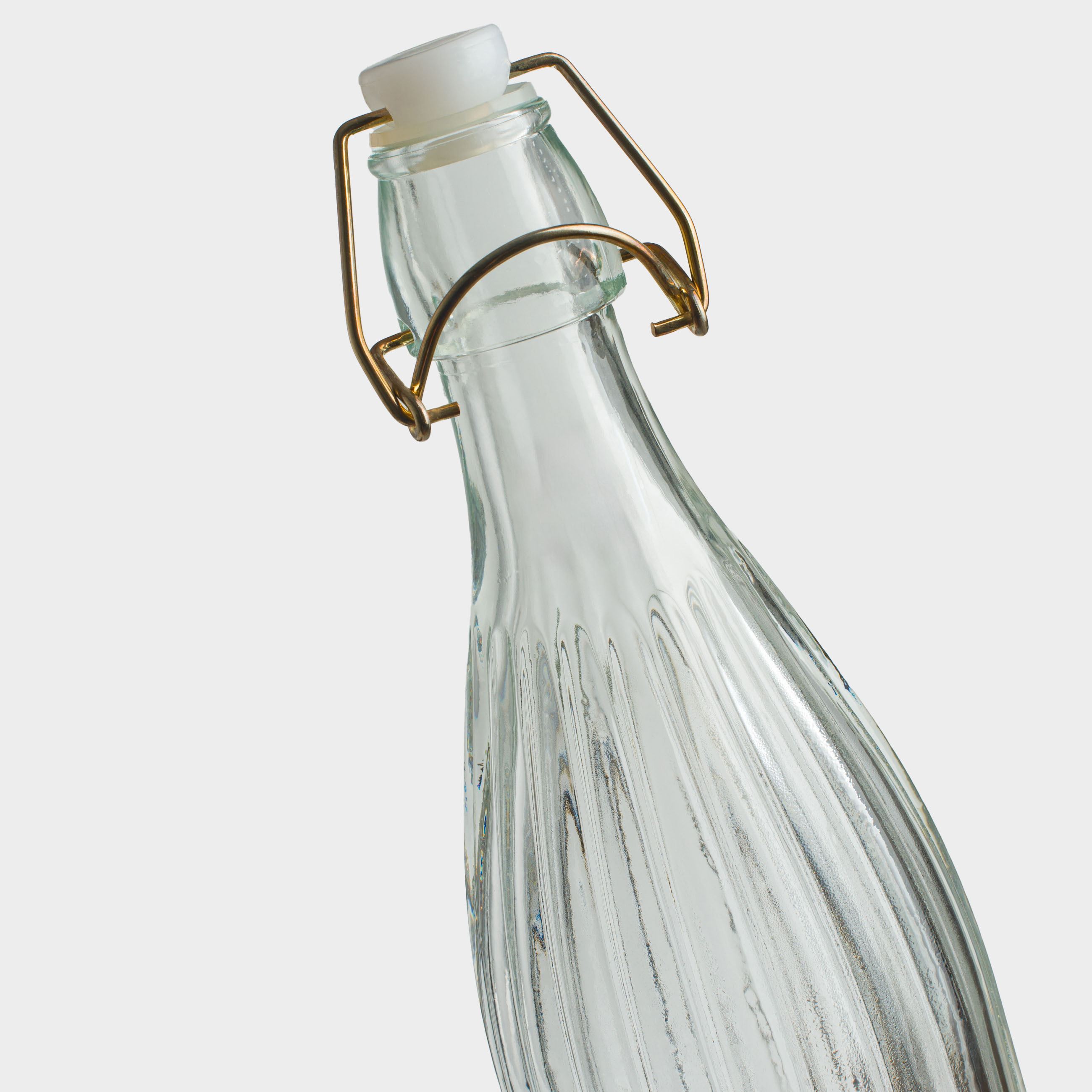Бутылка для масла или уксуса, 1 л, с клипсой, стекло Р/металл, Ribby gold, image-2