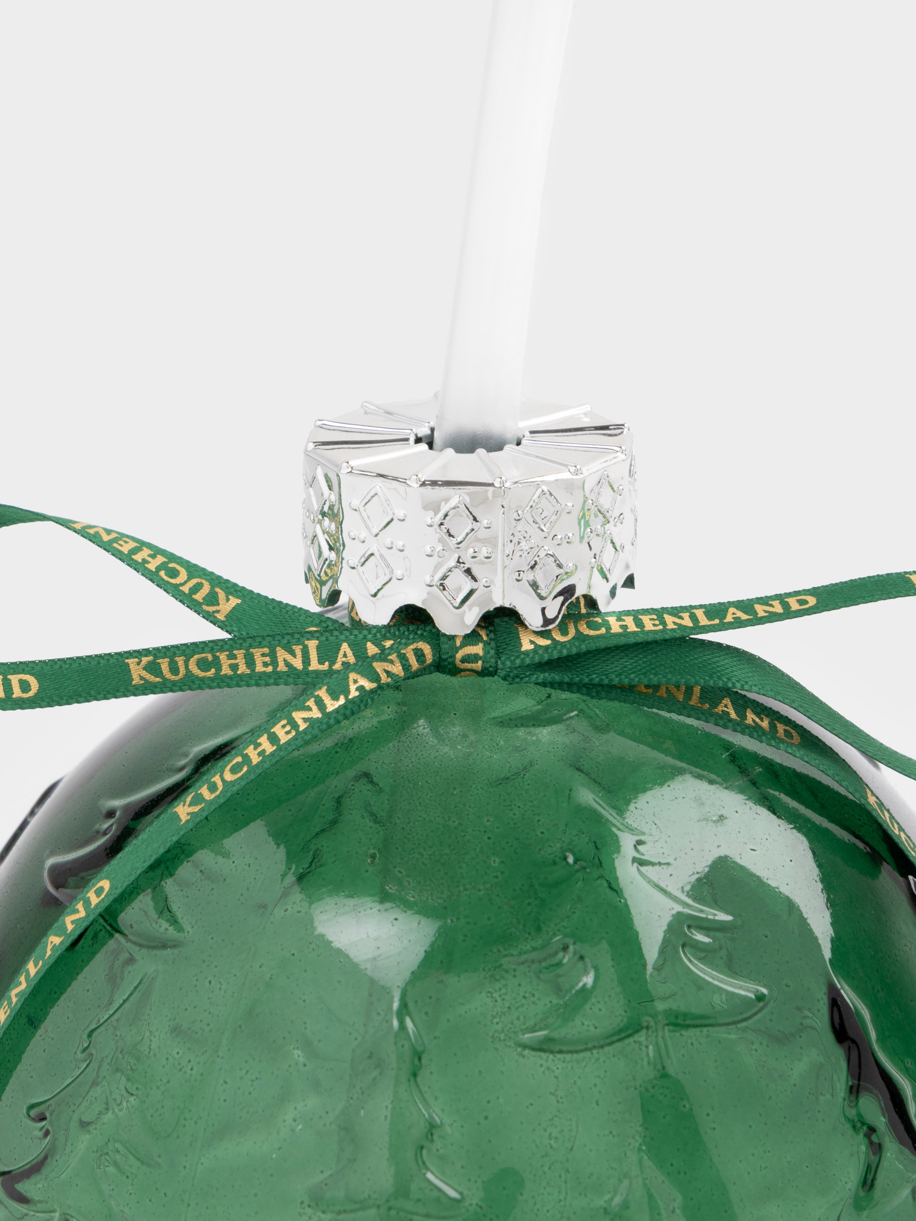 Банка для напитков, 590 мл, с крышкой и трубочкой, стекло, зеленая, Шар, Christmas drink, image-2