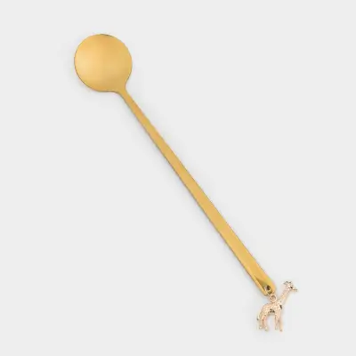 Ложка десертная, 17 см, сталь, золотистая, Жираф, Giraffe ,image-0