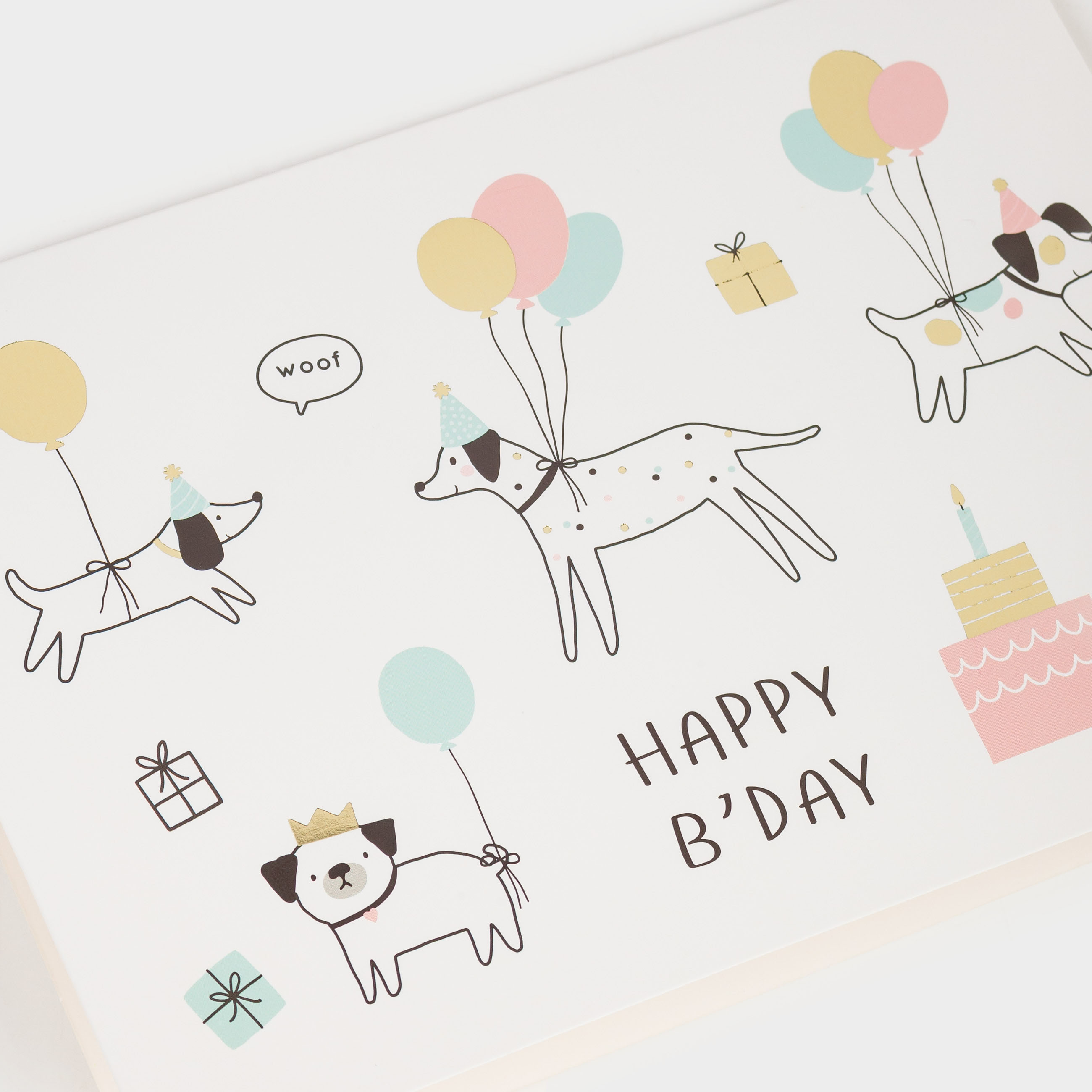 Открытка подарочная, 12х17 см, бумага, белая, Собаки с шариками, Birthday, image-4