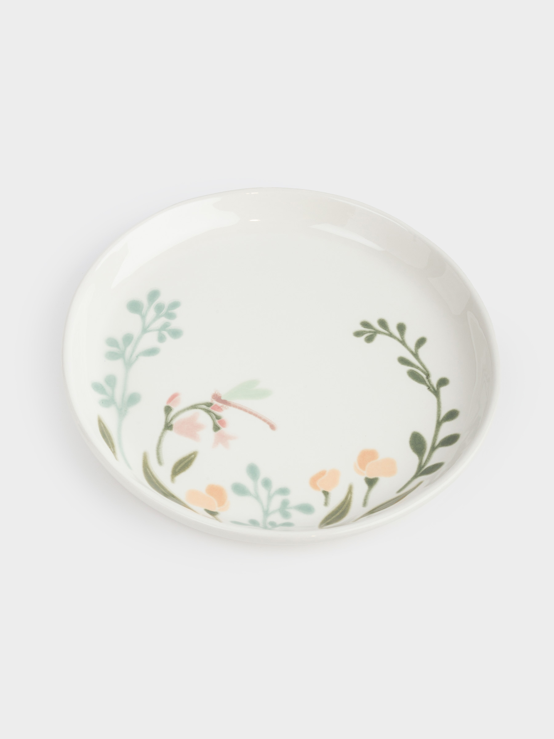 Тарелка закусочная, 21 см, керамика, молочная, Полевые цветы, Meadow speckled