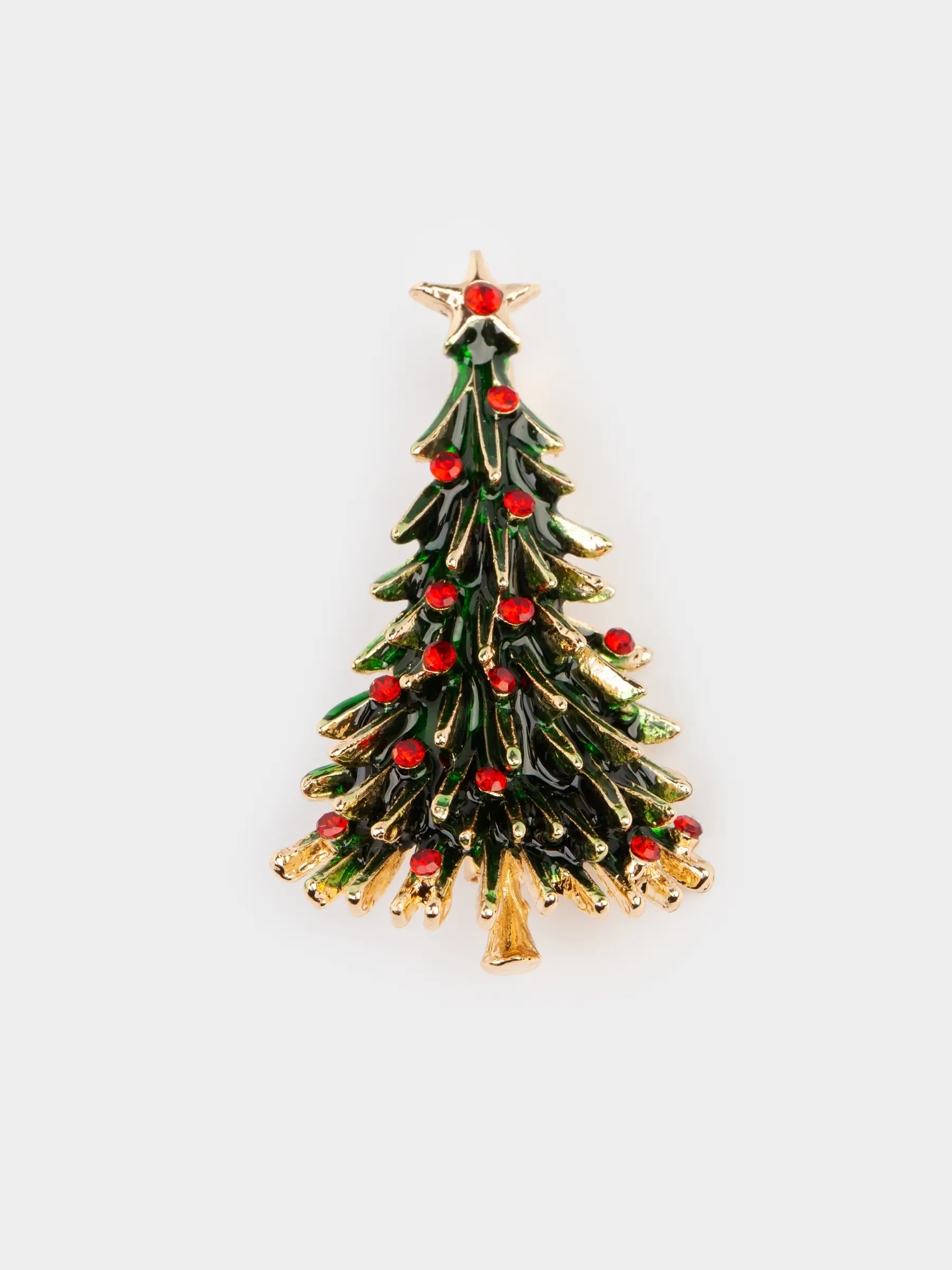 Брошь, 4 см, металл/стразы, зеленая, Елка, Jewelry christmas