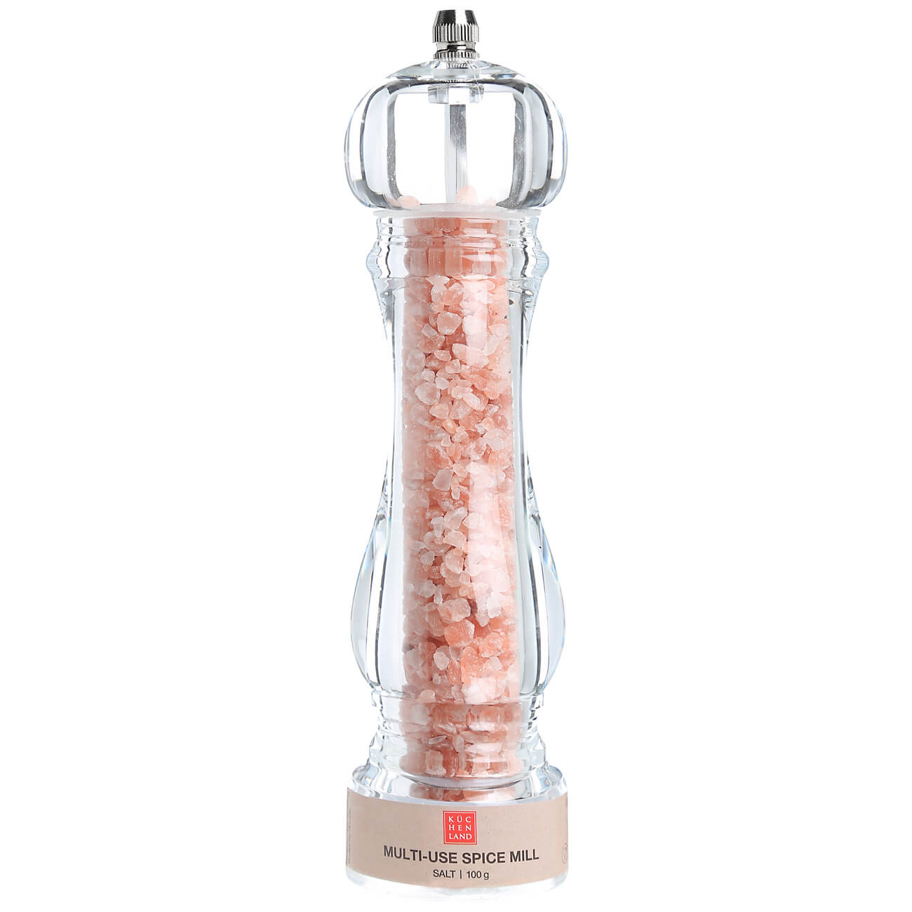 

Мельница для специй, 22 см, 110 г, механическая, акрил, Розовая соль, Seasoning