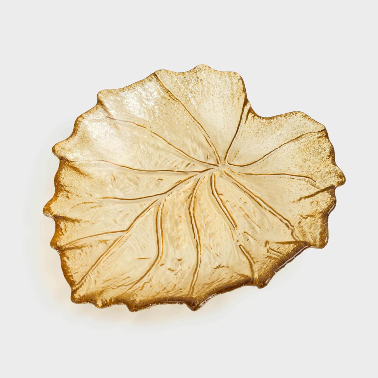 

Блюдо, 16х14 см, стекло, золотистое, Лист, Leaves