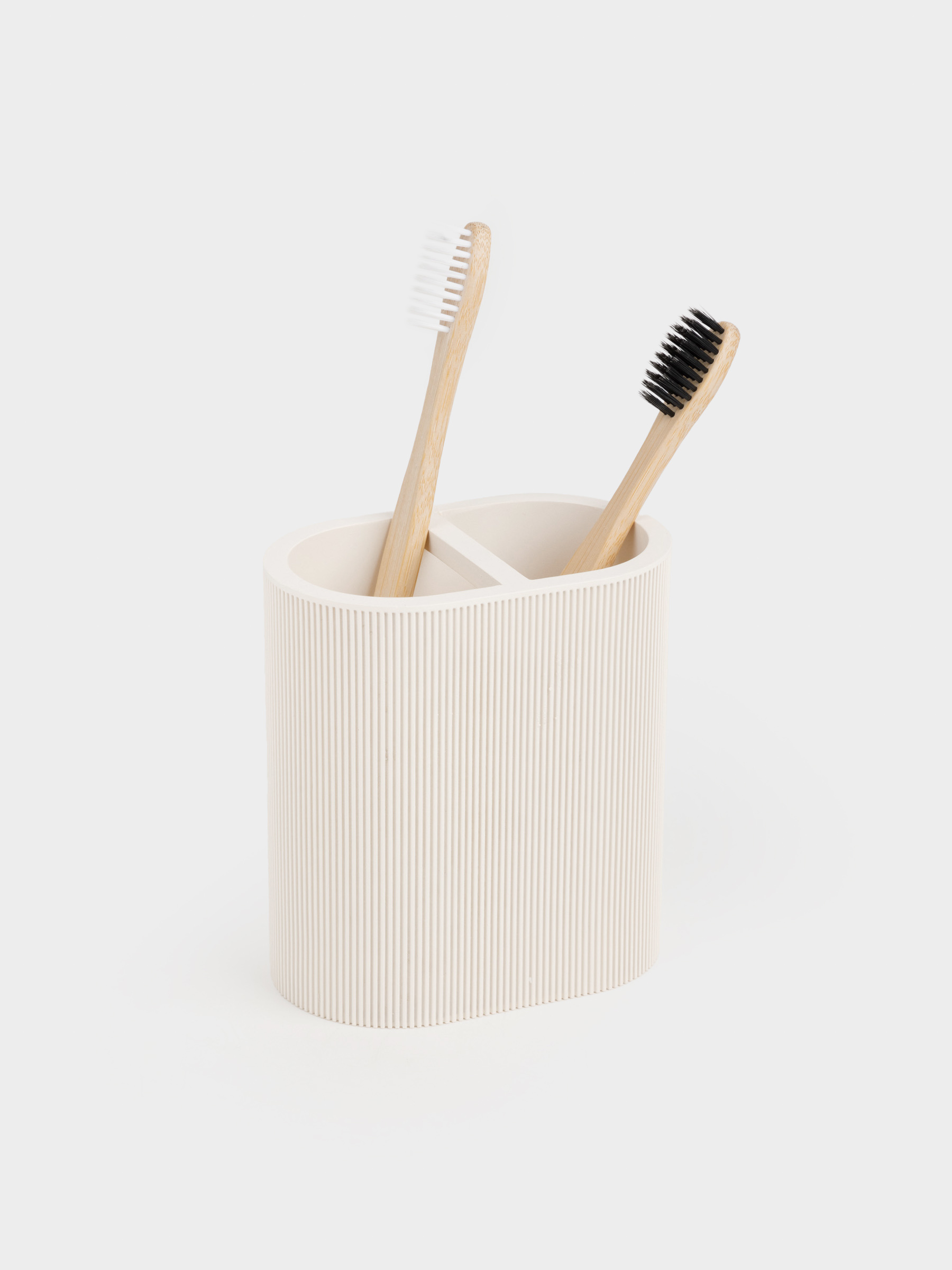 Стакан для зубных щеток, 11 см, полирезин, молочный, White stripes, image-3