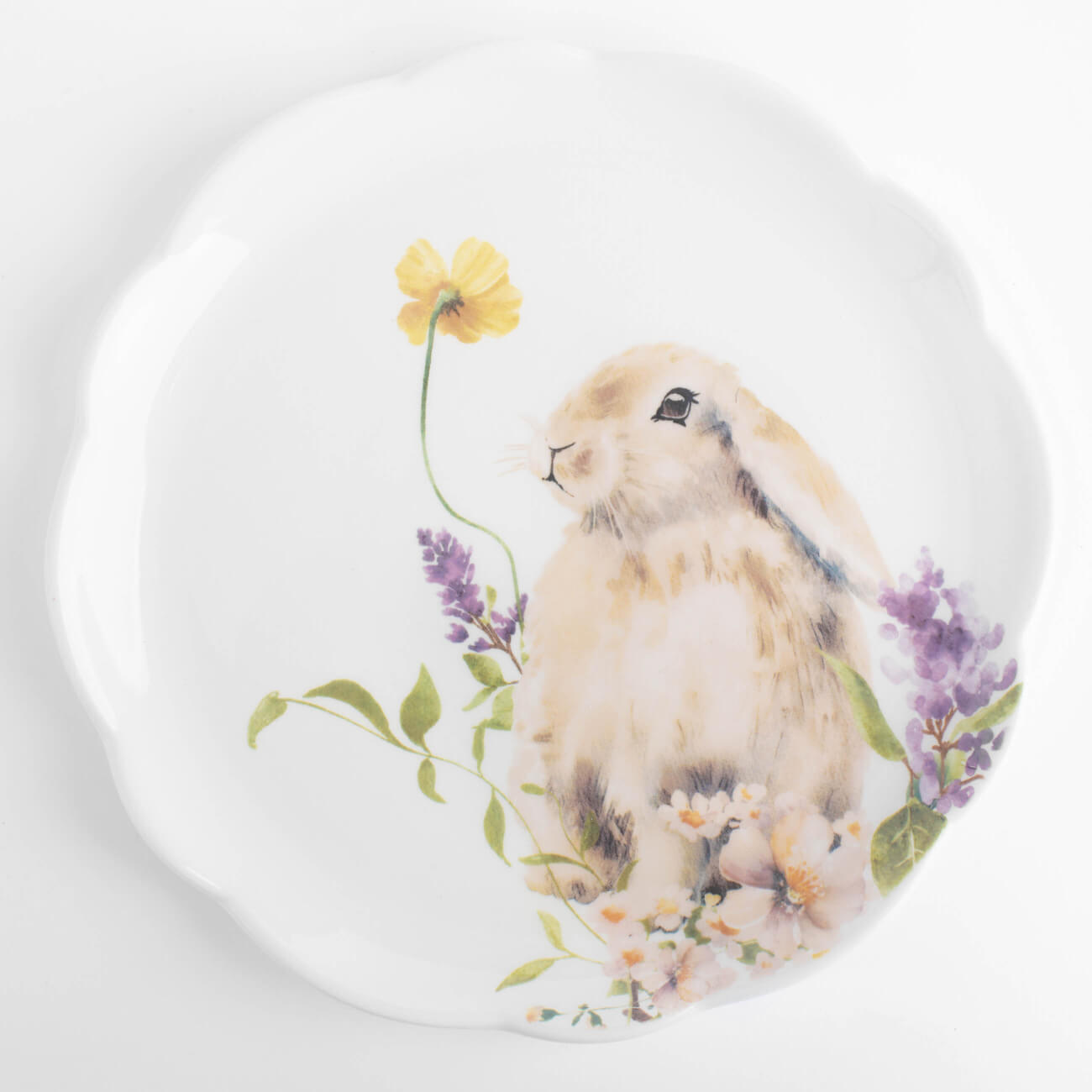 десертная тарелка kintsugi n Тарелка десертная, 20 см, керамика, белая, Кролик в цветах, Easter