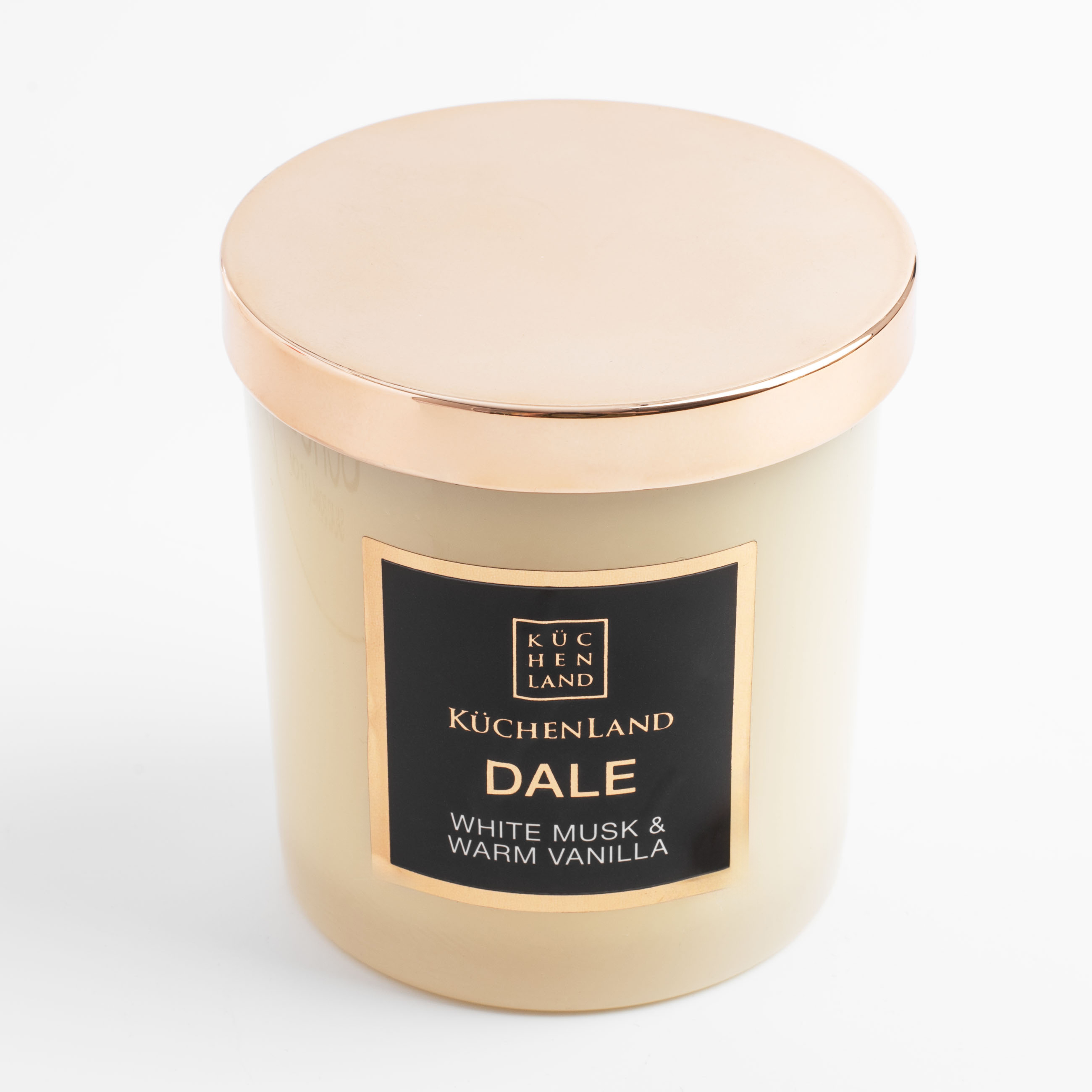 Свеча ароматическая, 9 см, в подсвечнике, с крышкой, стекло, White musk and Warm Vanilla, Dale, image-1