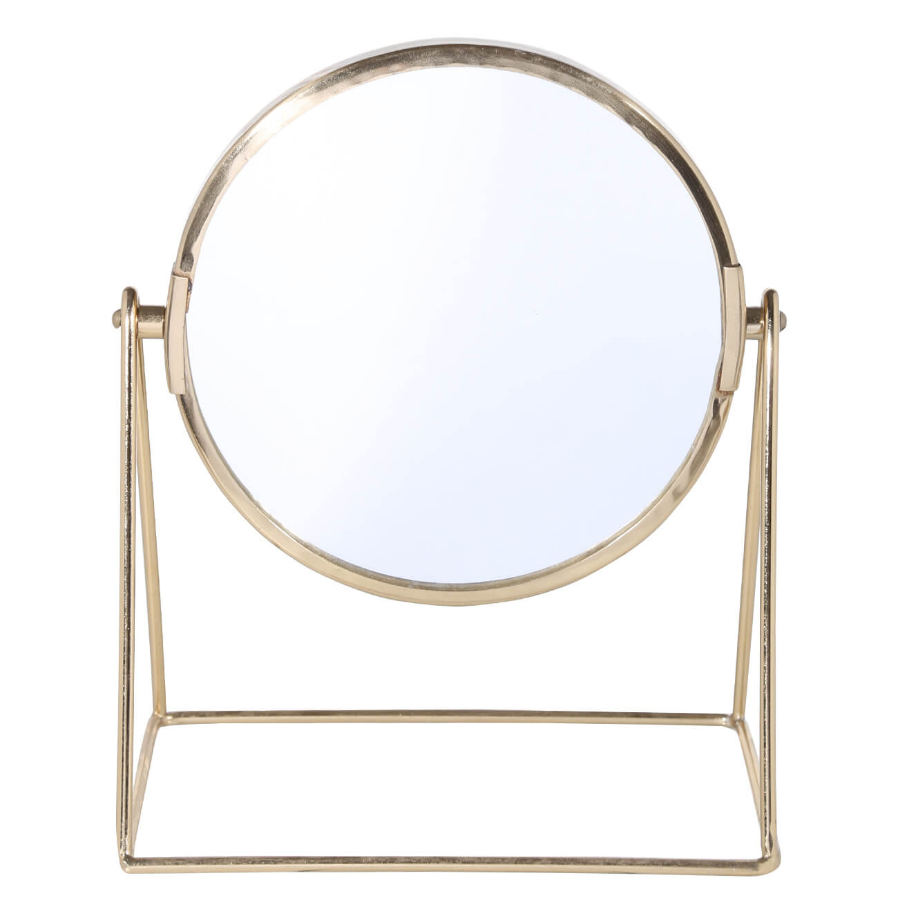 Зеркало настольное, 22 см, металл, круглое, золотистое, Trend изображение № 1