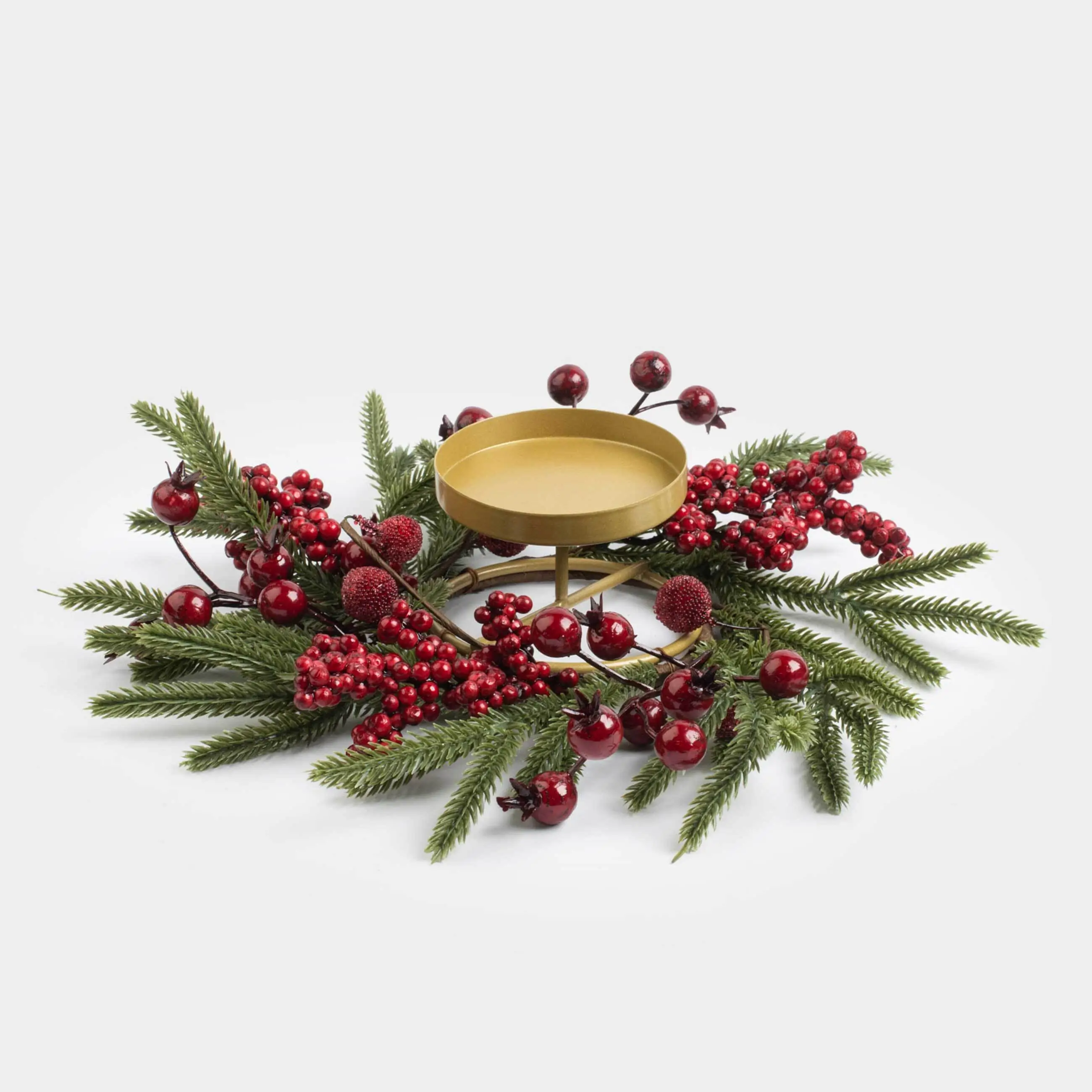 Венок для свечи, 10/30 см, пенопласт/пластик, Красные ягоды, Red berry