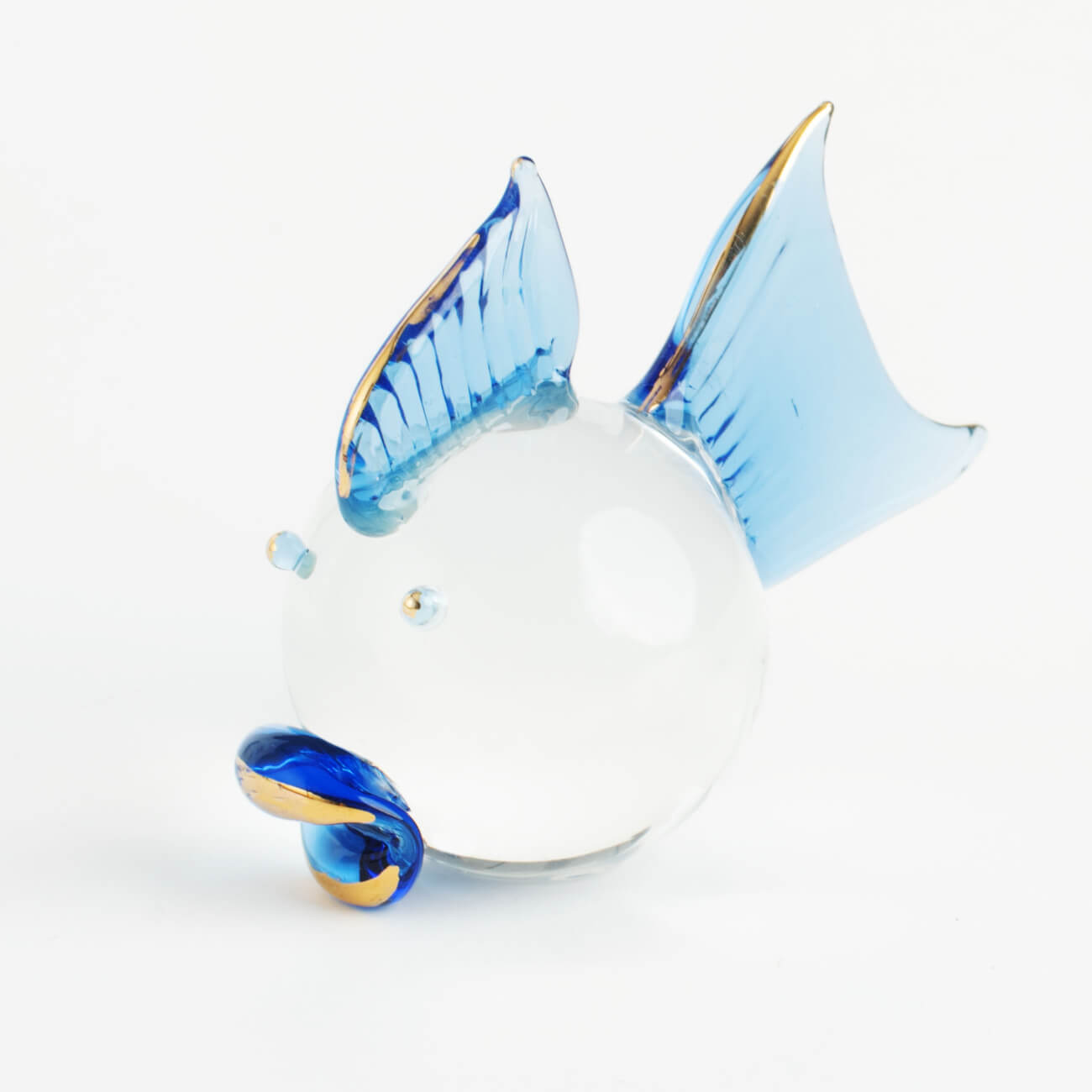 Статуэтка, 4 см, стекло, Рыбка с голубым плавником и хвостом, Vitreous