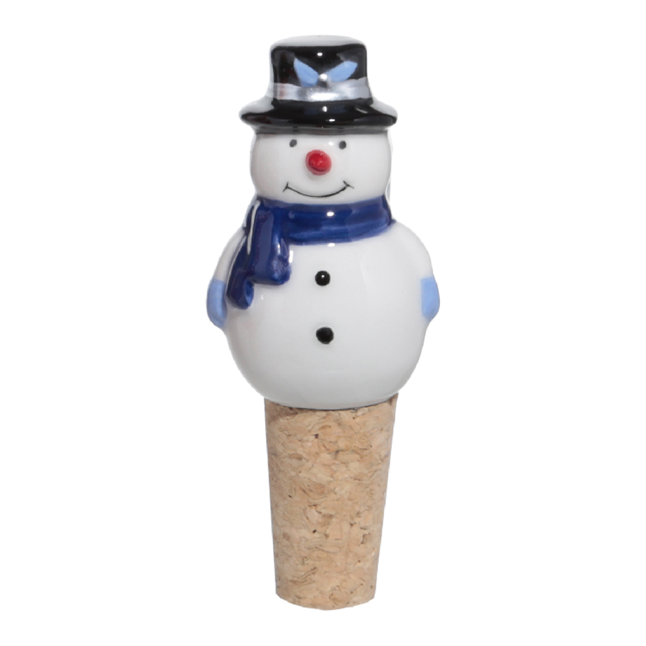 

Пробка для винной бутылки, 9 см, пробка/керамика, белая, Снеговик, Snowman glaze