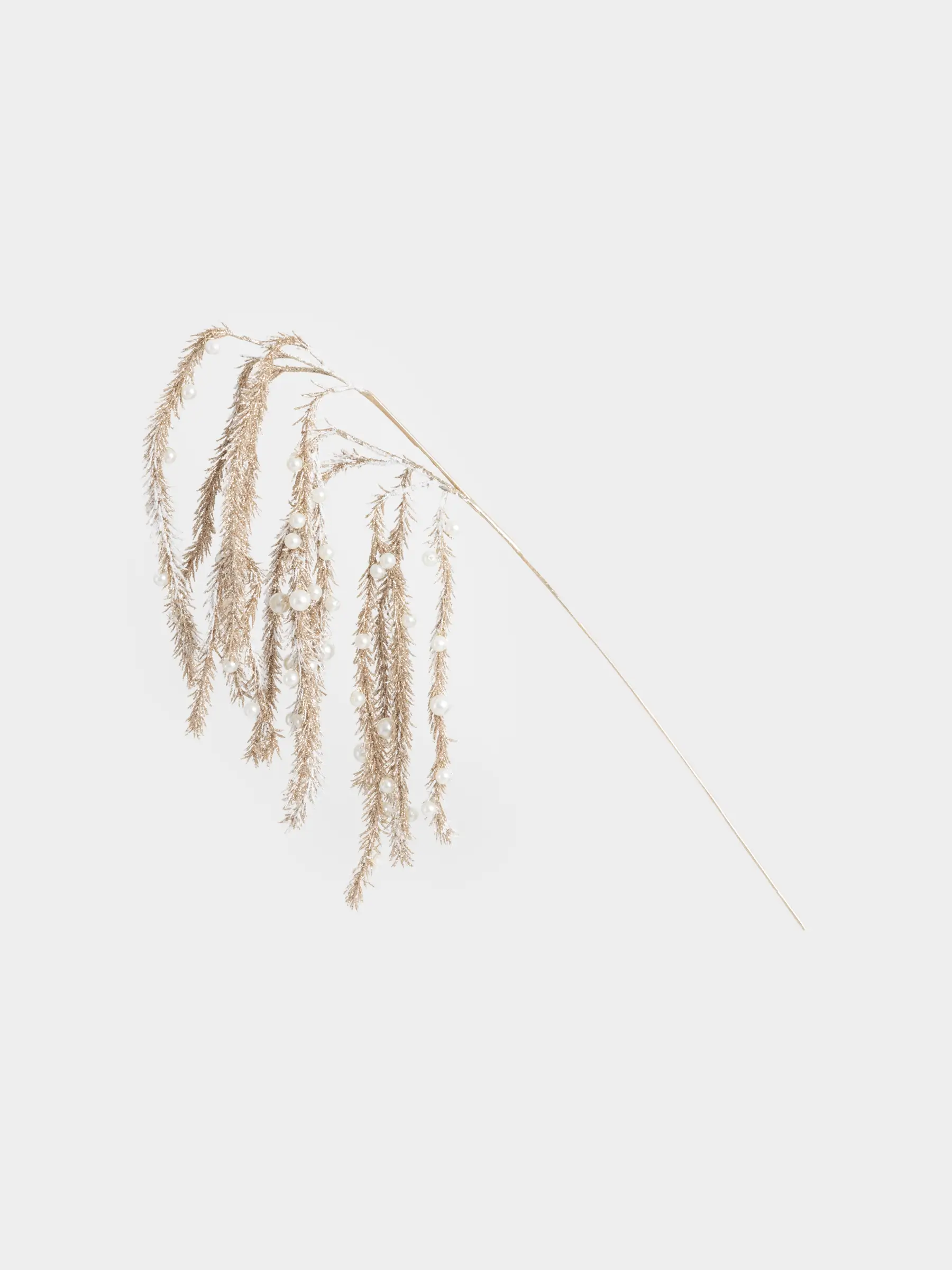 Ветка декоративная, 60 см, пластик/металл, Золотистый амарант с бусинами, Amarant decor, image-0