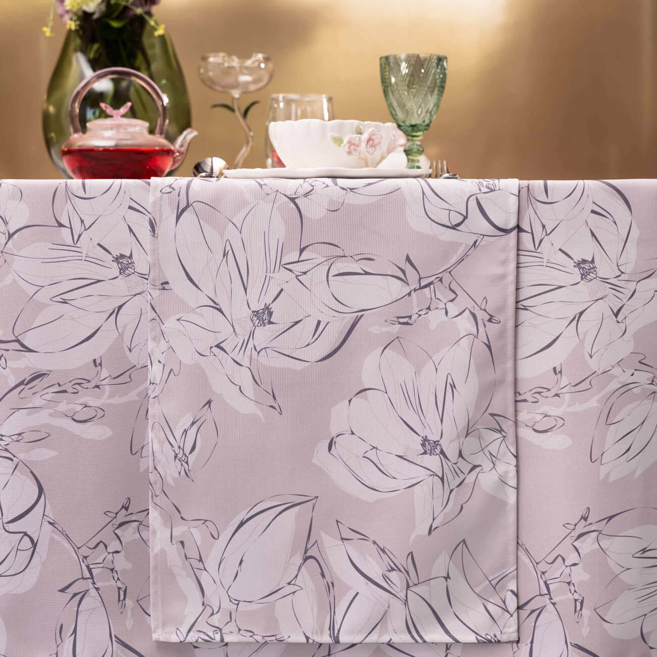 

Дорожка настольная, 40x160 см, полиэстер, розовая, Магнолия, Magnolia