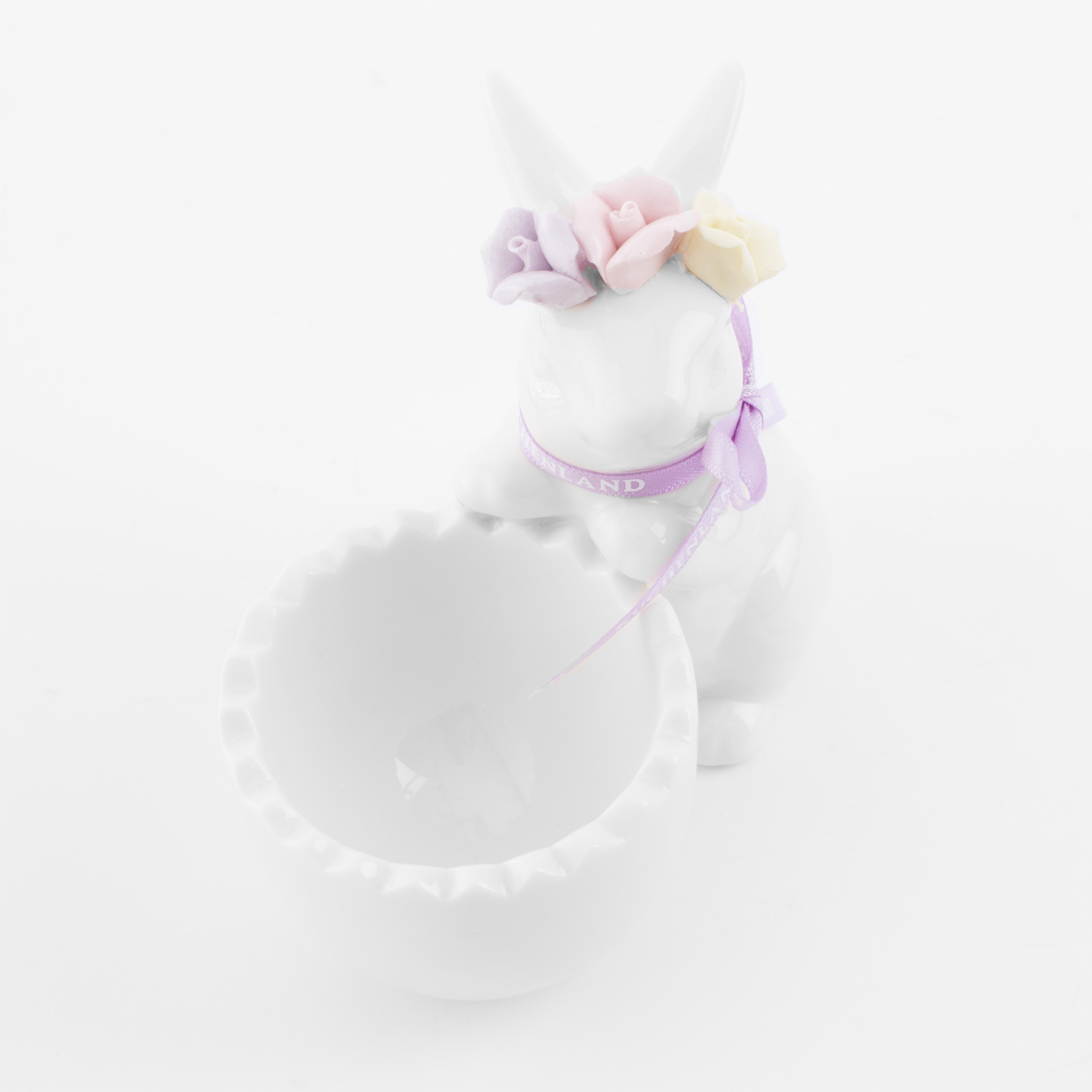 Подставка для яйца, 11 см, фарфор P, белая, Кролик в цветочном венке, Pure Easter изображение № 4