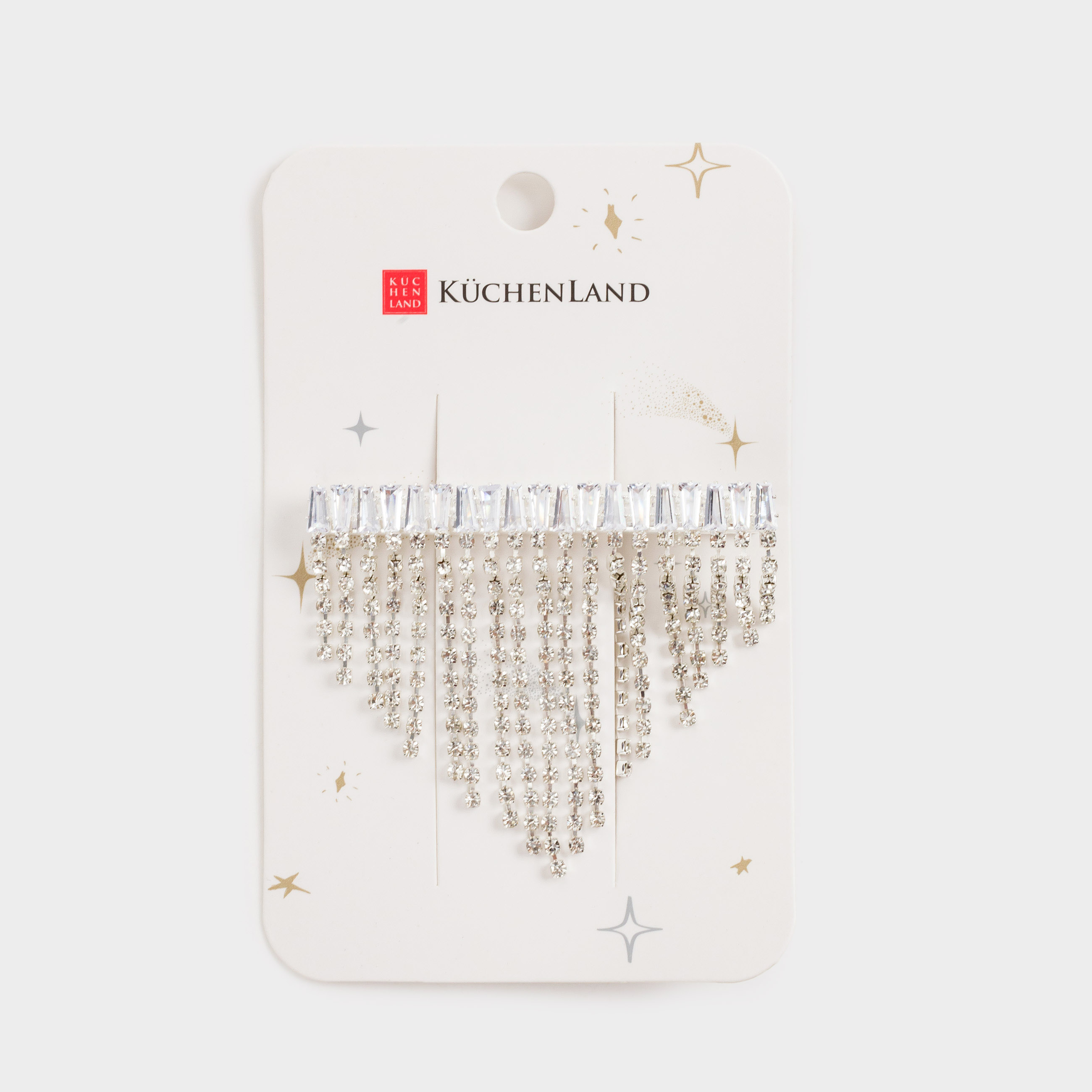 Заколка для волос, 6 см, металл/стразы, серебристая, Jewelry crystal, image-2