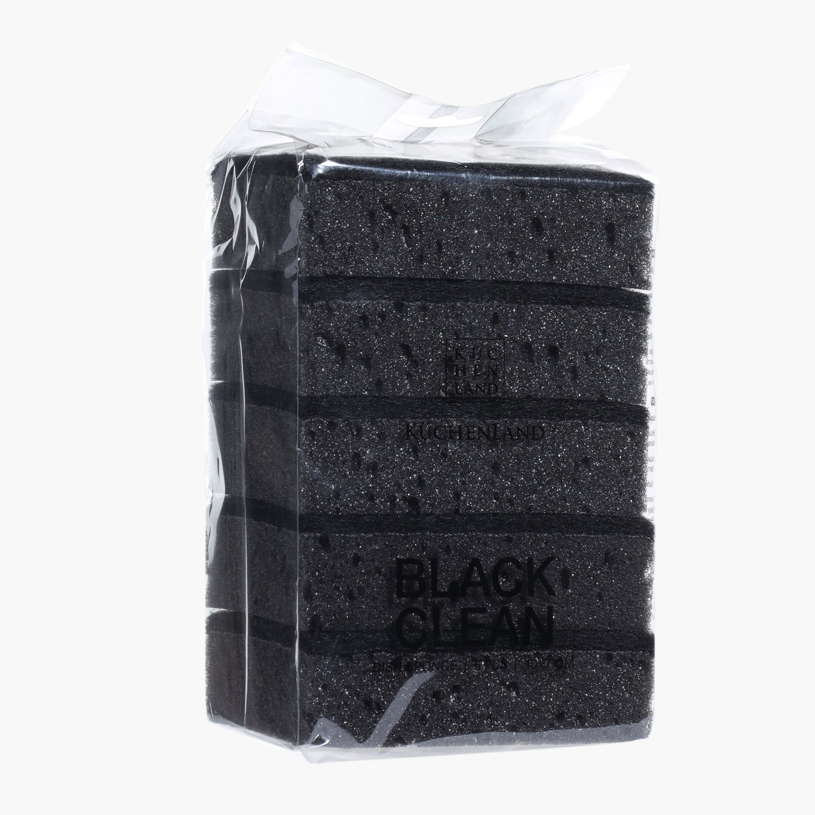Губка для мытья посуды, 10x7 см, 5 шт, поролон/абразив, черная, Black clean, image-4