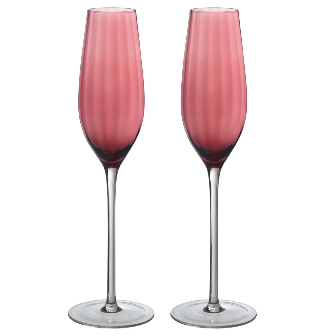 Бокал для шампанского, 210 мл, 2 шт, стекло, бордовый, Filo color - фото 1