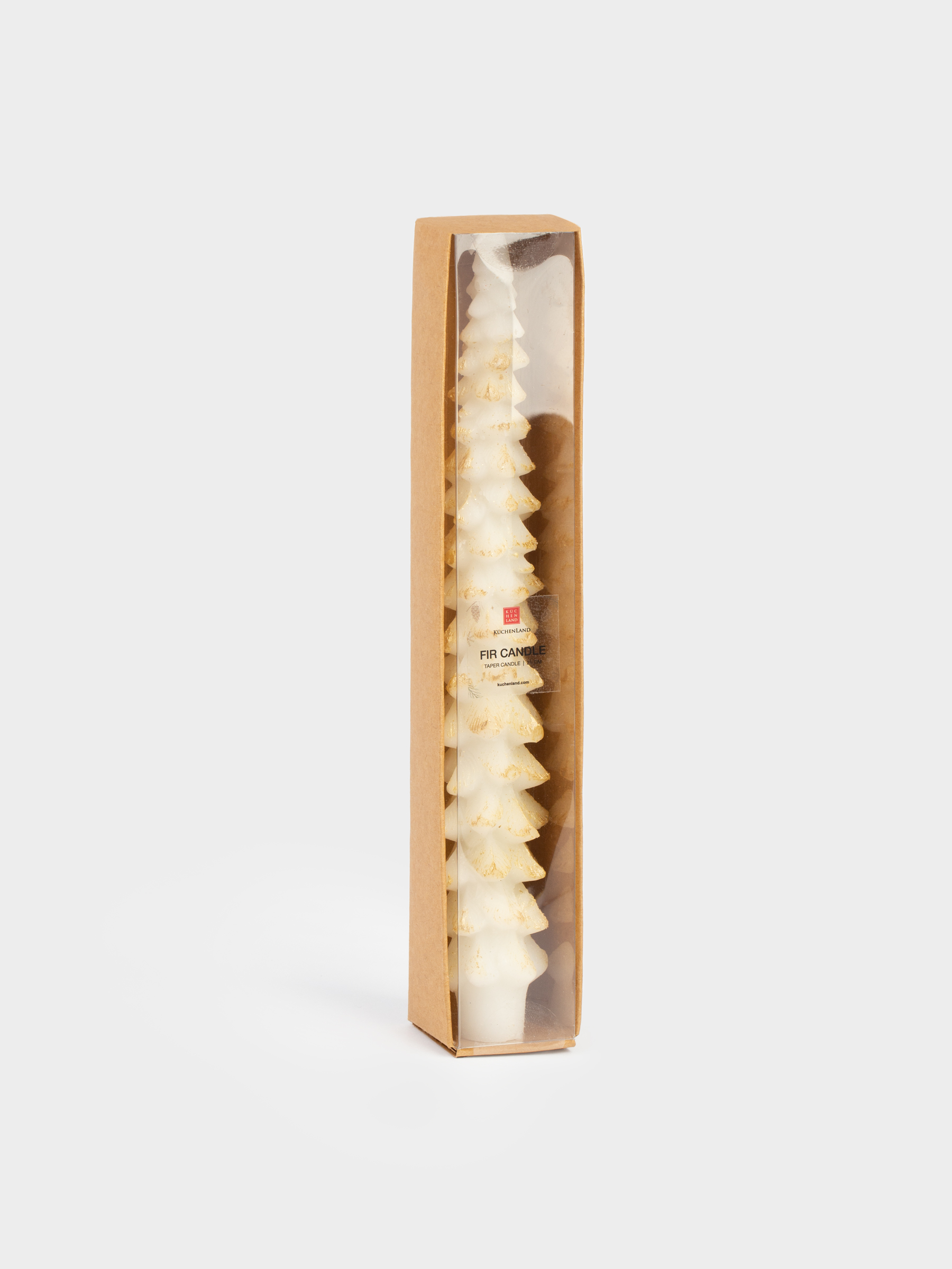 Свеча, 25 см, тонкая, с блестками, шампань, Елка, Fir candle, image-3