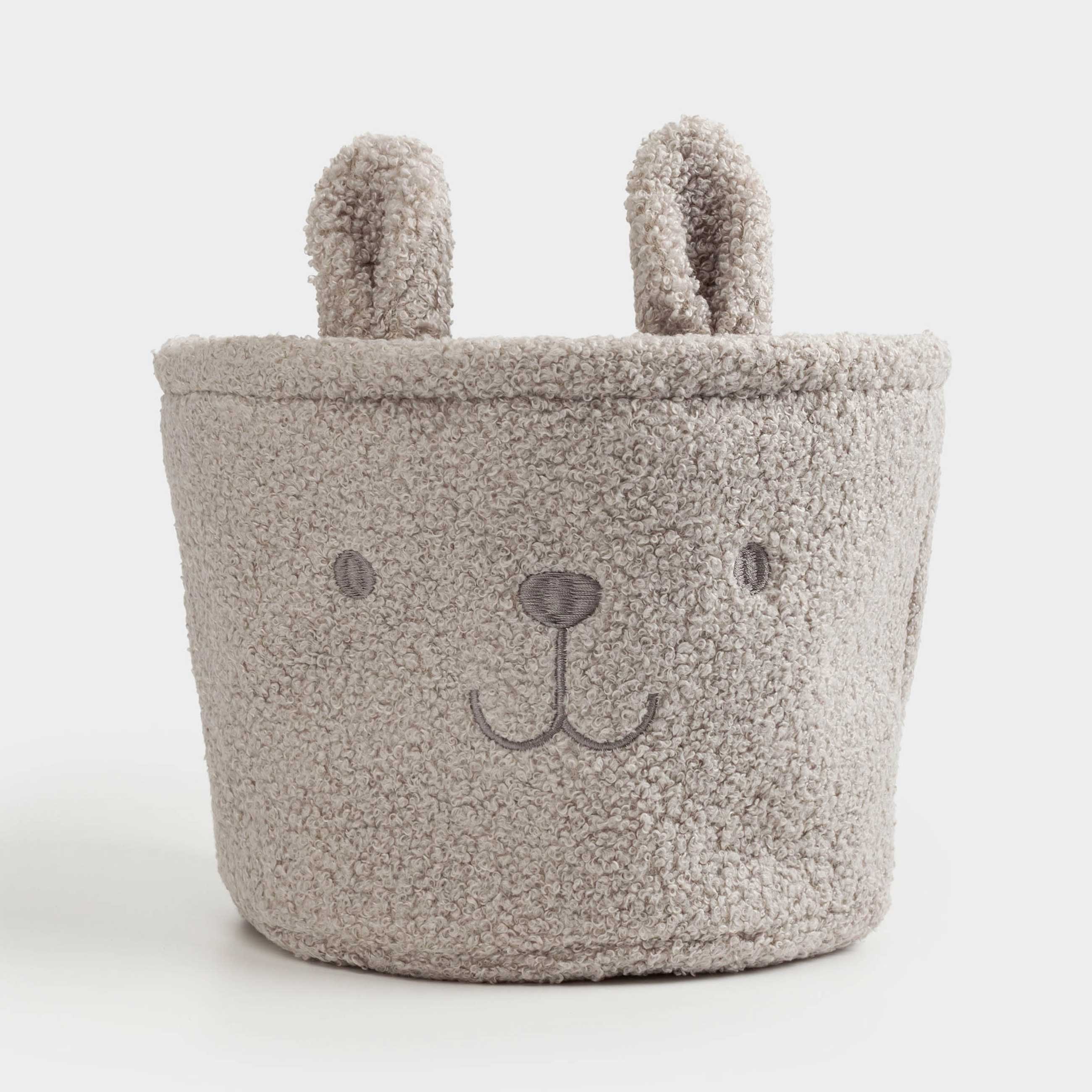 Сумка для хранения, 25х18 см, букле, круглая, серая, Зайка, Boucle, image-1