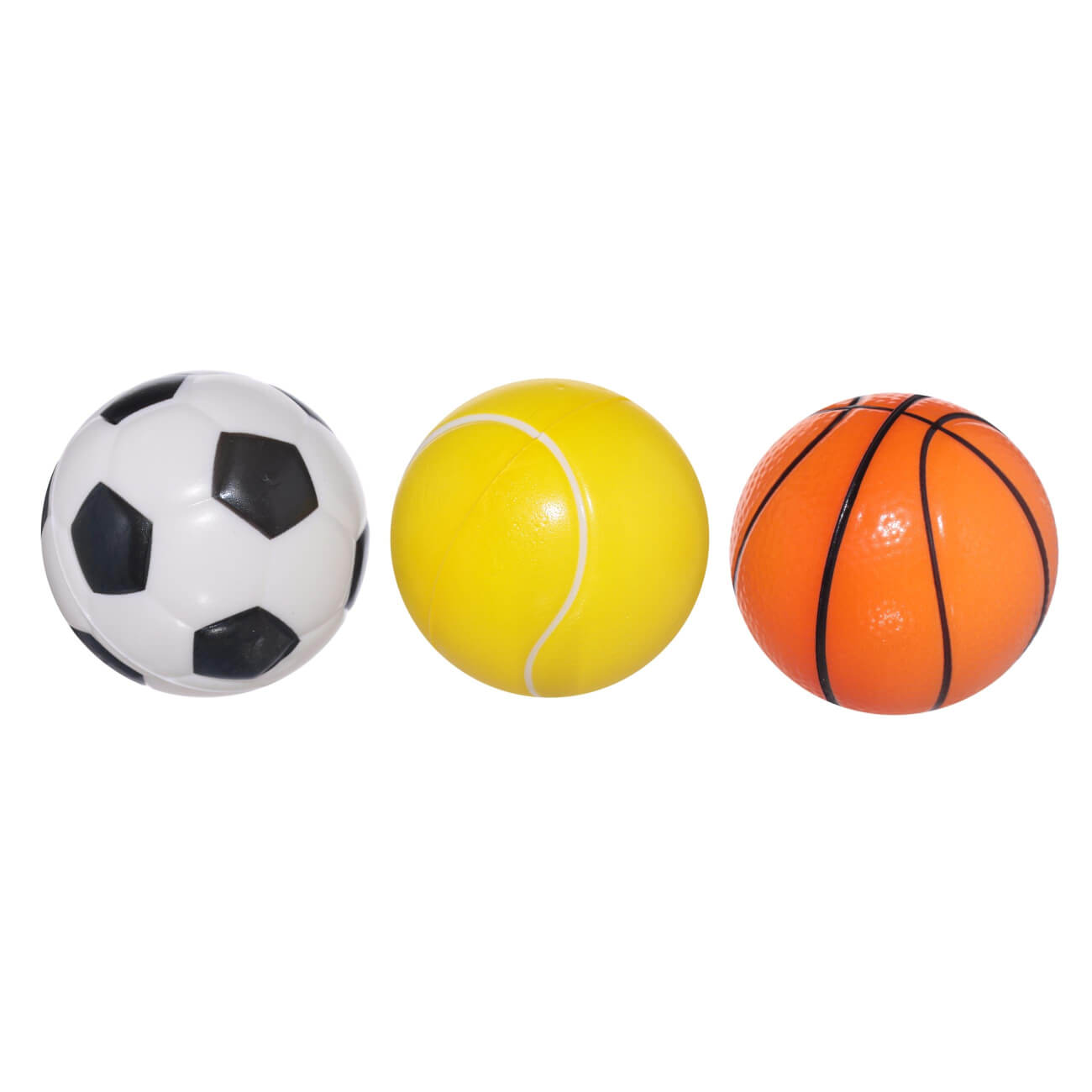 Мяч, 6 см, 3 шт, полиуретан, цветной, Футбол/Баскетбол/Теннис, Game